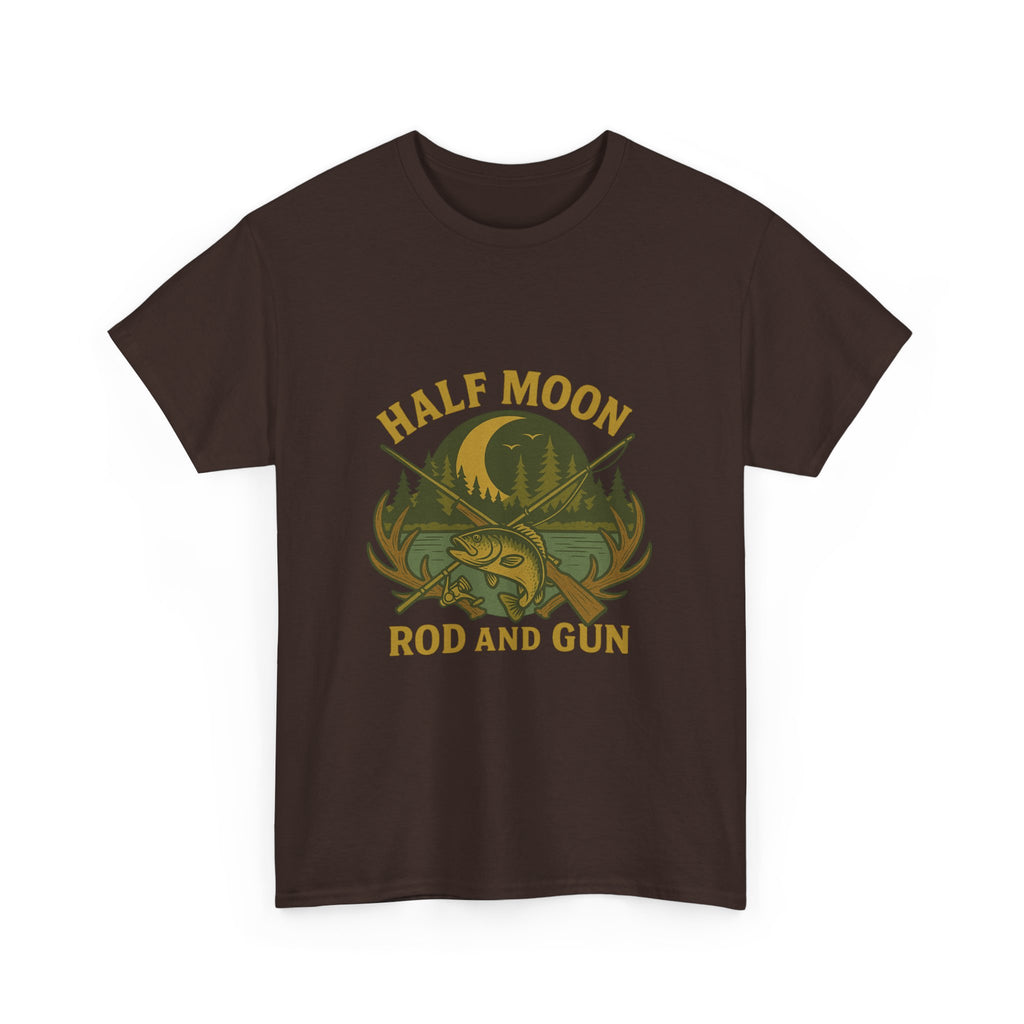 Half Moon Rod and Gun Fishing Tee, Outdoor Adventure T-Shirt, Unisex Gift for Fishermen, Casual Wear, Fishing Trip Shirt