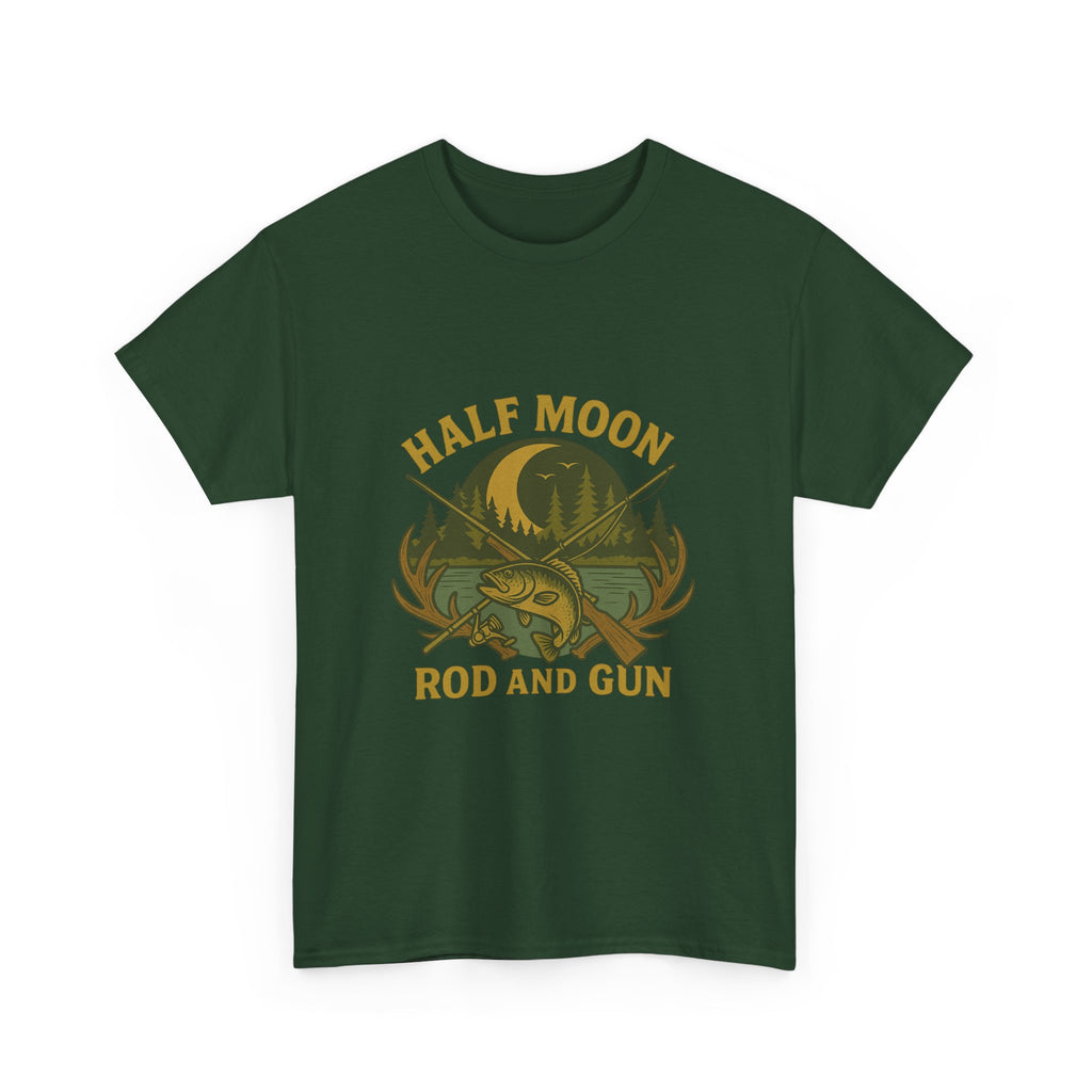 Half Moon Rod and Gun Fishing Tee, Outdoor Adventure T-Shirt, Unisex Gift for Fishermen, Casual Wear, Fishing Trip Shirt