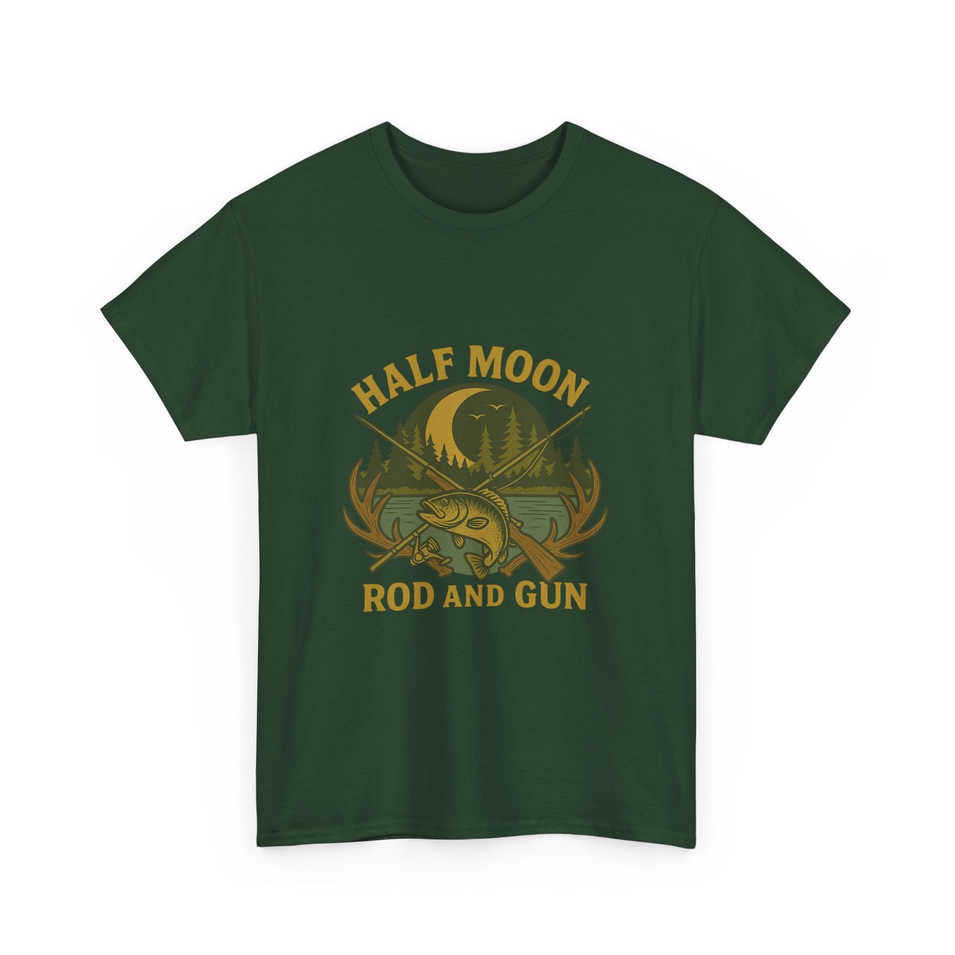 Half Moon Rod and Gun Fishing Tee, Outdoor Adventure T-Shirt, Unisex Gift for Fishermen, Casual Wear, Fishing Trip Shirt