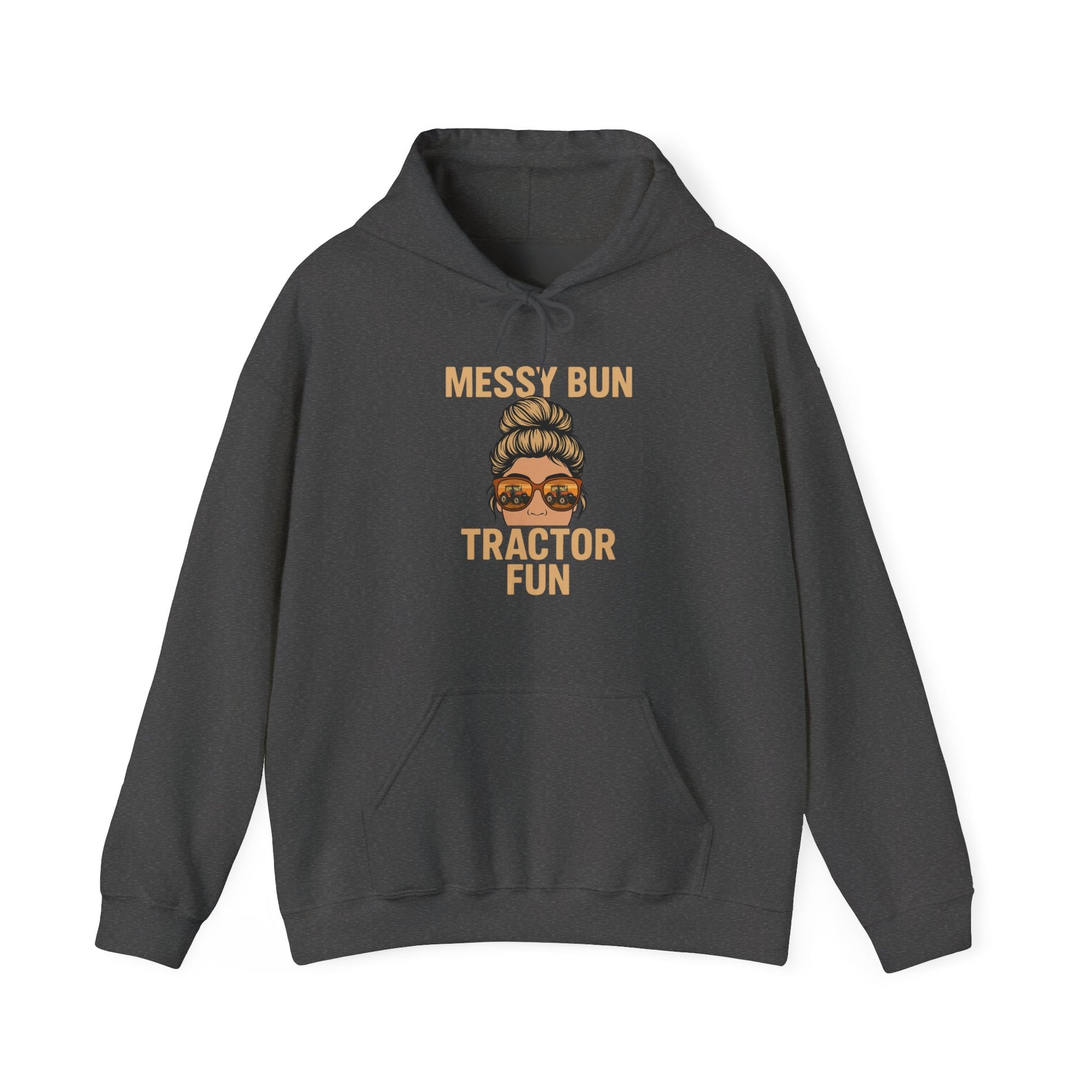 Messy Bun Tractor Fun Hoodie, Cute Farm Sweatshirt, Unisex Casual Wear, Farming Apparel for Women, Cozy Gift Idea, Everyday Comfort