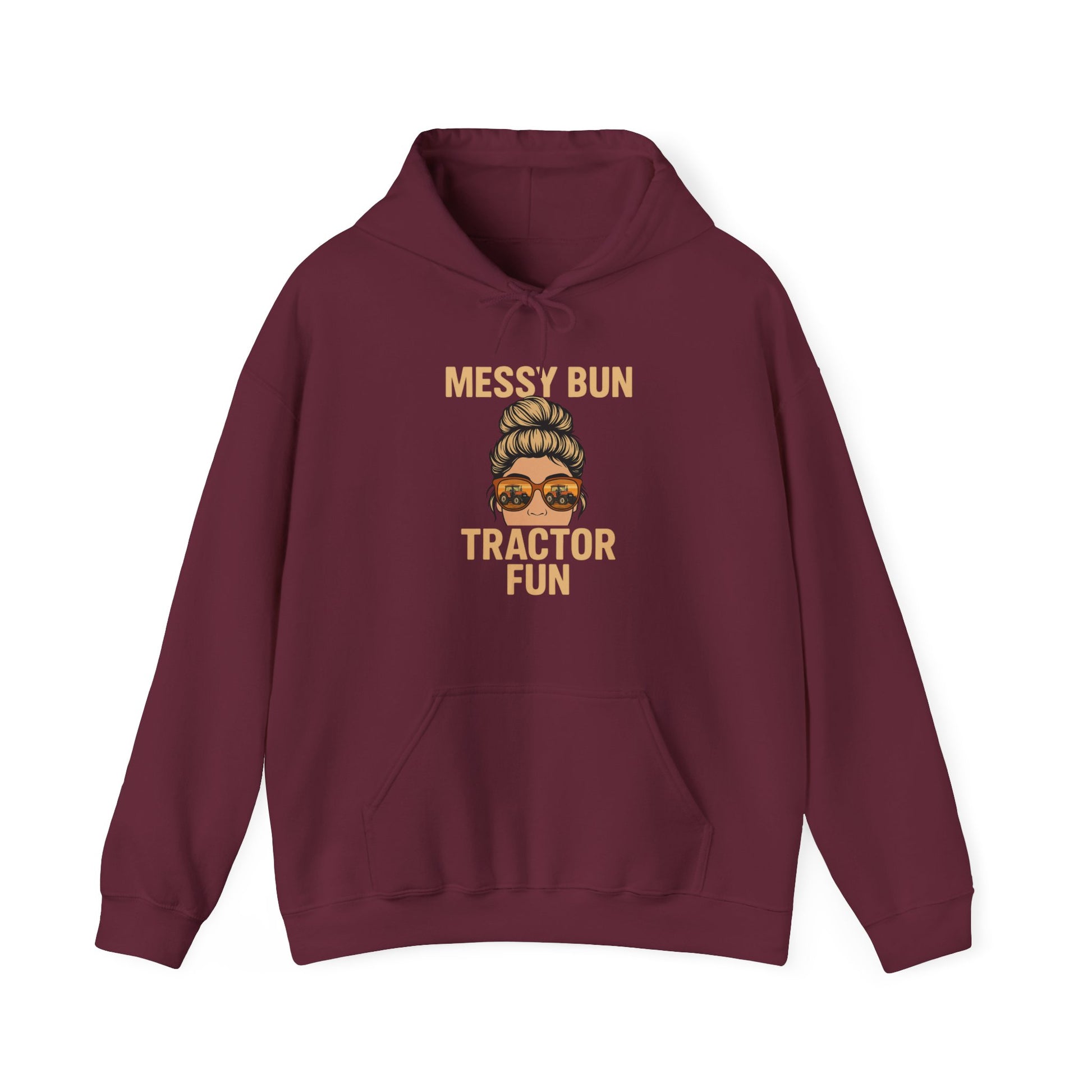 Messy Bun Tractor Fun Hoodie, Cute Farm Sweatshirt, Unisex Casual Wear, Farming Apparel for Women, Cozy Gift Idea, Everyday Comfort