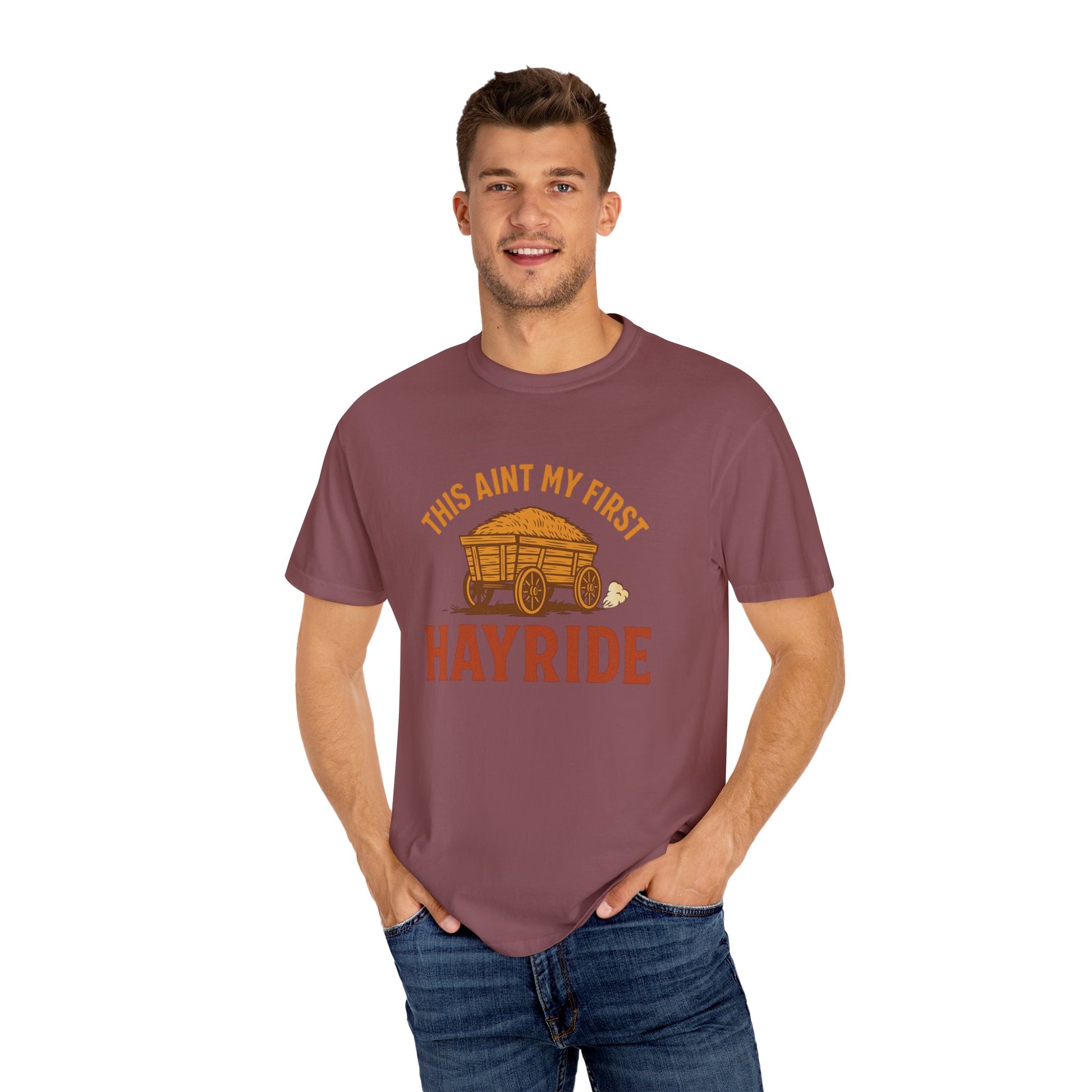 Hayride T-Shirt, Unisex Garment-Dyed Tee with Fun Quote, Perfect for Fall Festivities, County Fairs, and Cozy Gatherings, Great Gift Idea
