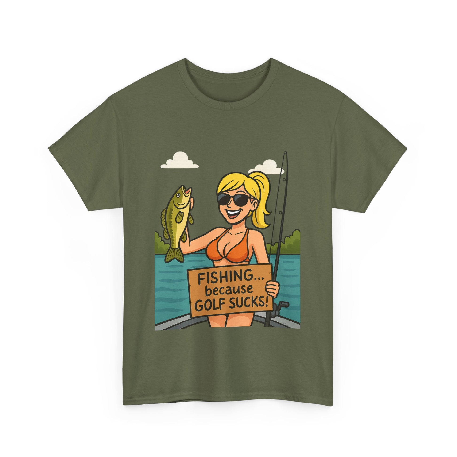 Fishing Humor Tee, Funny Fishing Gift, Unisex Cotton Shirt, Casual Summer Wear, Great for Fishermen and Golfers