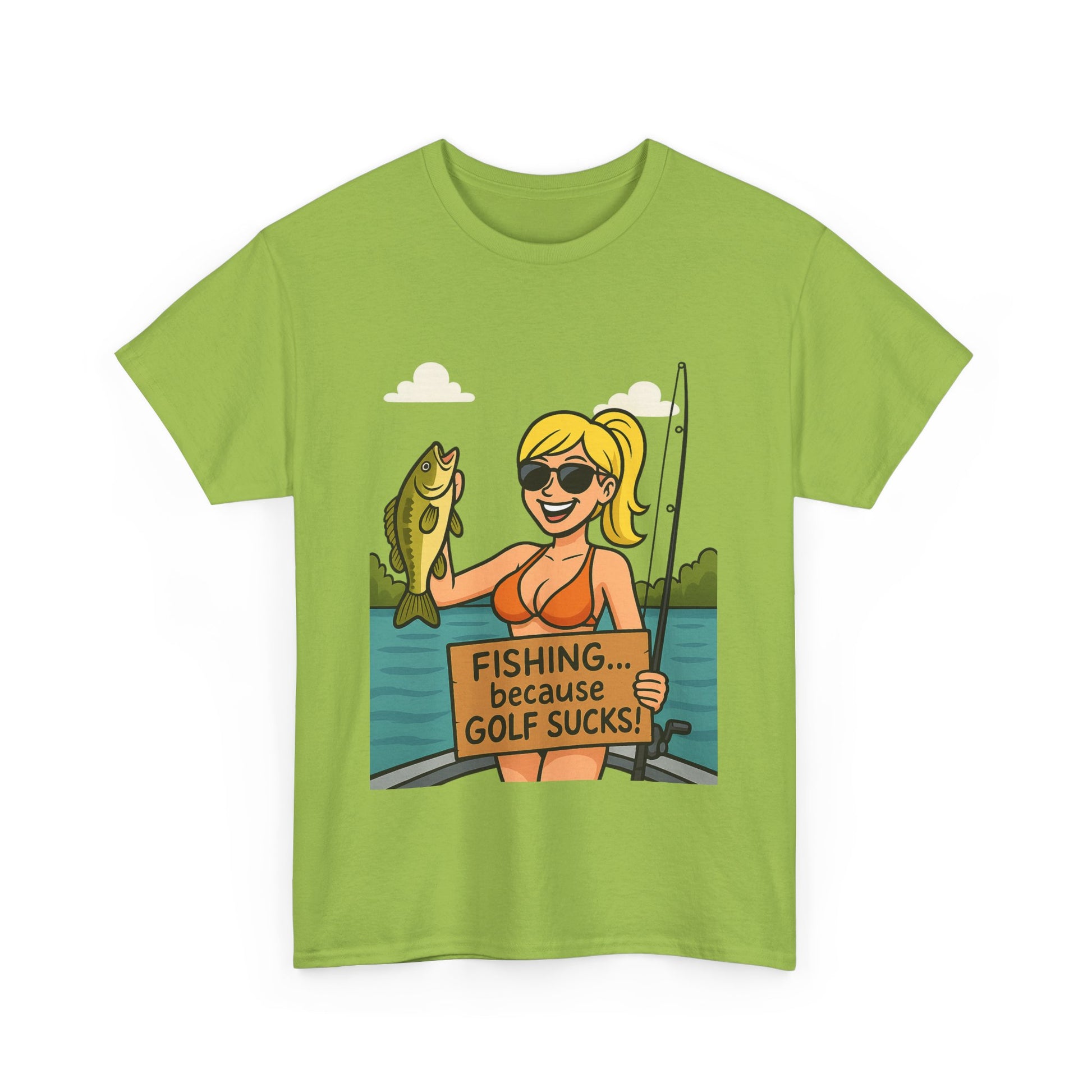Fishing Humor Tee, Funny Fishing Gift, Unisex Cotton Shirt, Casual Summer Wear, Great for Fishermen and Golfers