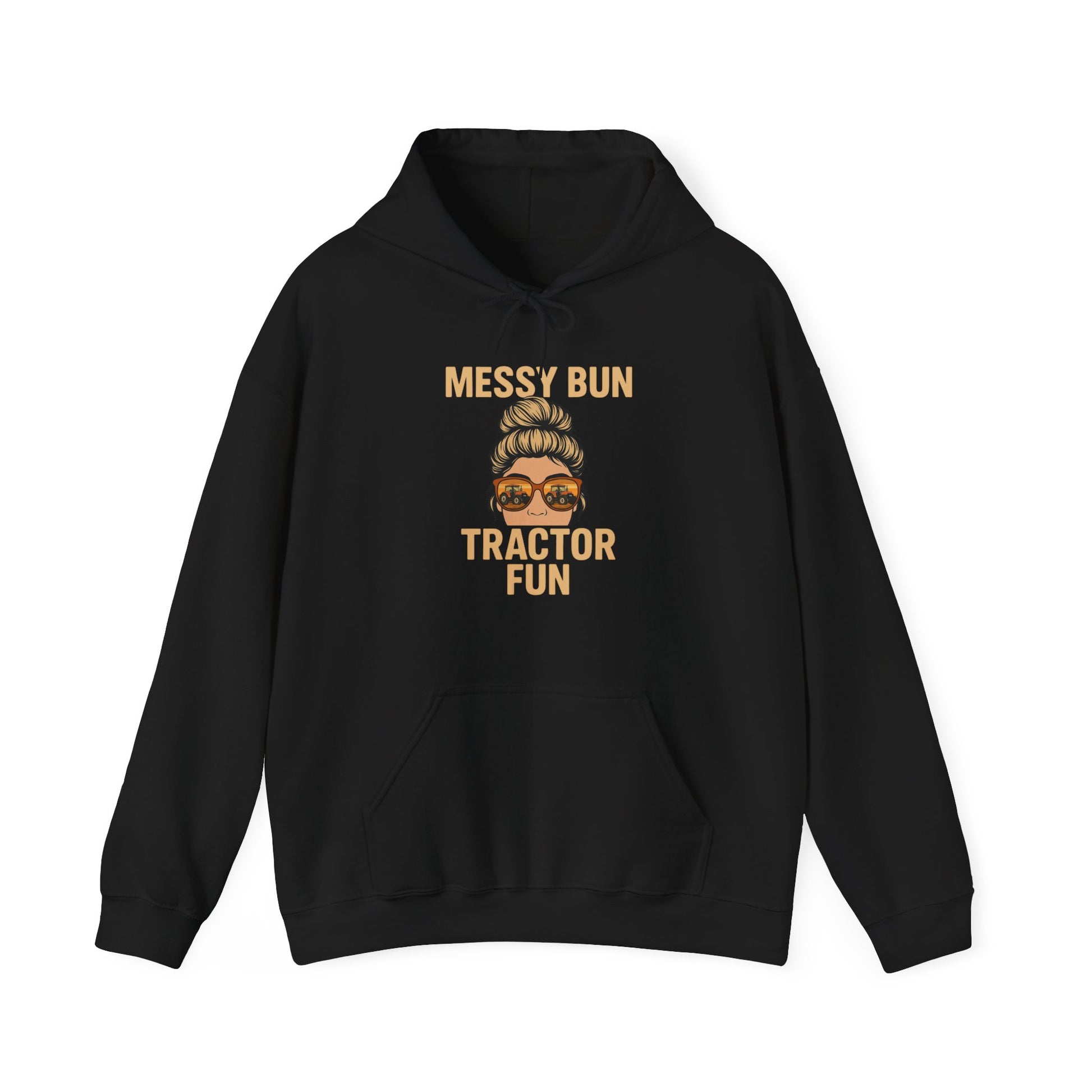 Messy Bun Tractor Fun Hoodie, Cute Farm Sweatshirt, Unisex Casual Wear, Farming Apparel for Women, Cozy Gift Idea, Everyday Comfort