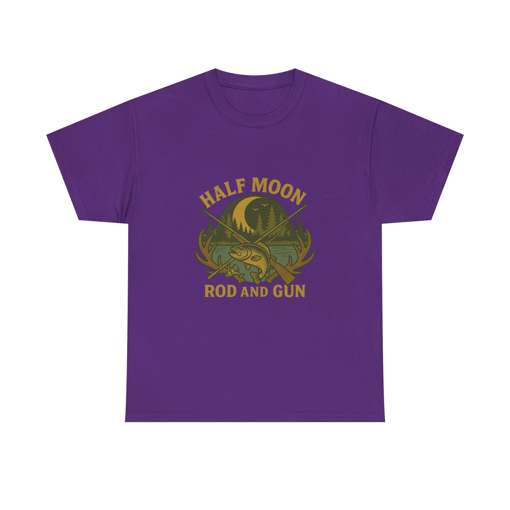 Half Moon Rod and Gun Fishing Tee, Outdoor Adventure T-Shirt, Unisex Gift for Fishermen, Casual Wear, Fishing Trip Shirt