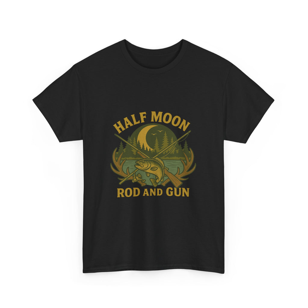 Half Moon Rod and Gun Fishing Tee, Outdoor Adventure T-Shirt, Unisex Gift for Fishermen, Casual Wear, Fishing Trip Shirt
