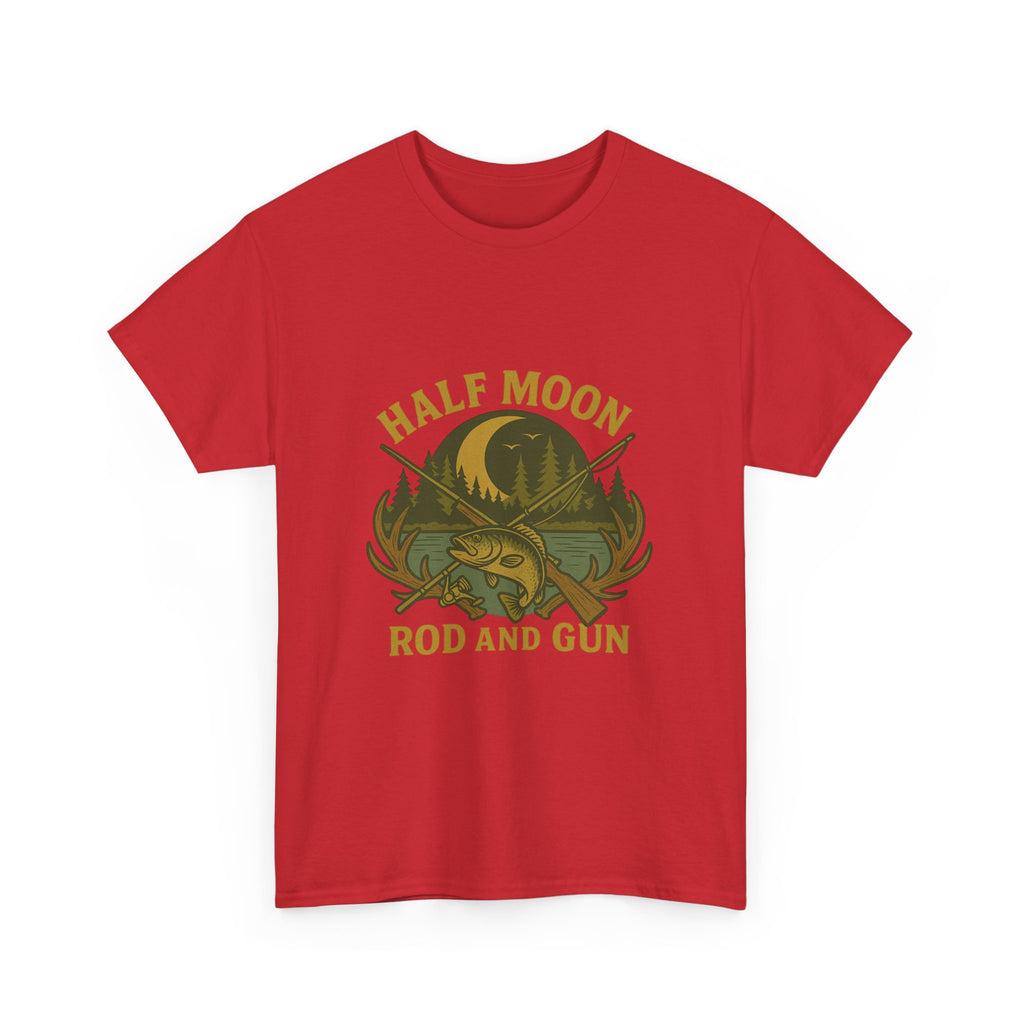 Half Moon Rod and Gun Fishing Tee, Outdoor Adventure T-Shirt, Unisex Gift for Fishermen, Casual Wear, Fishing Trip Shirt