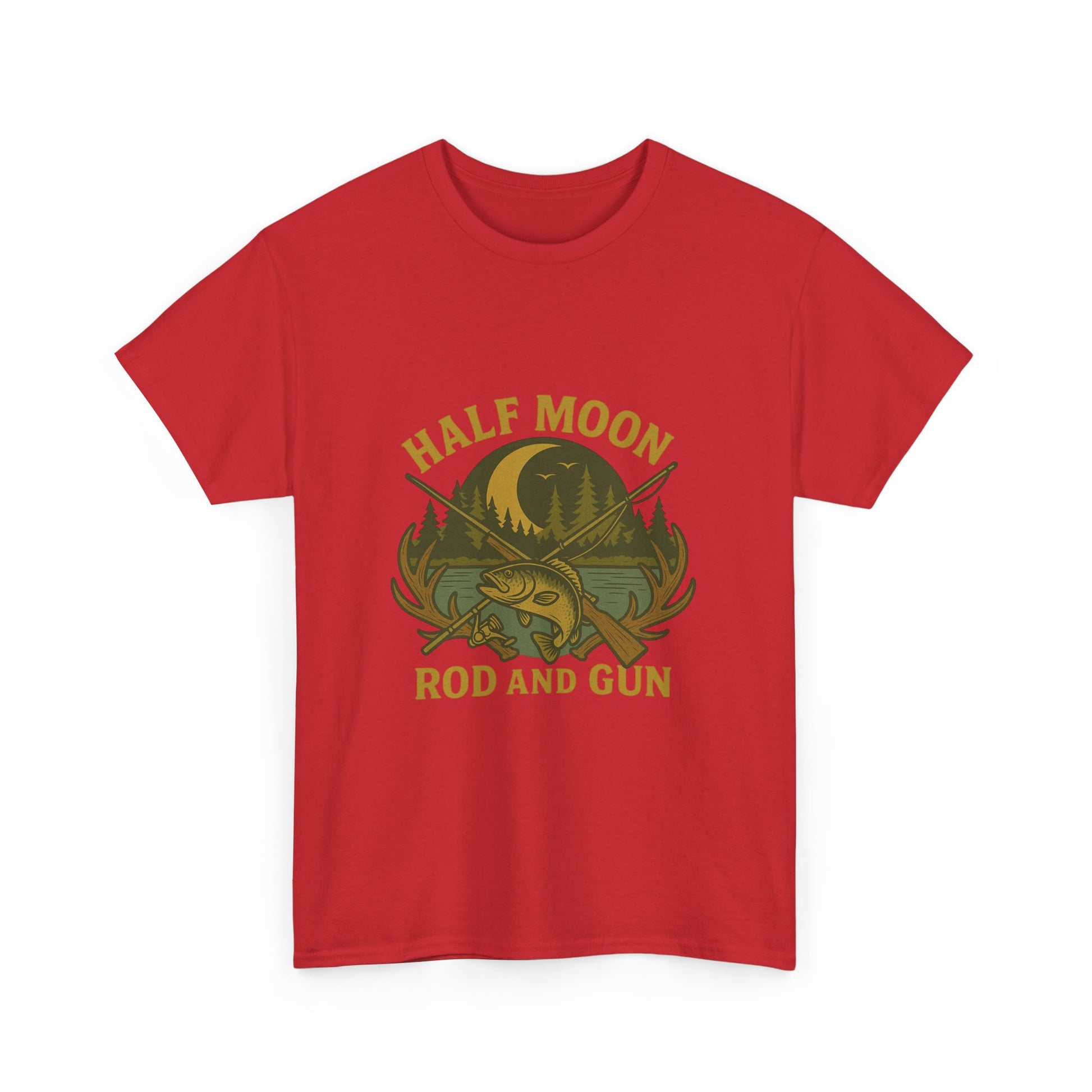 Half Moon Rod and Gun Fishing Tee, Outdoor Adventure T-Shirt, Unisex Gift for Fishermen, Casual Wear, Fishing Trip Shirt