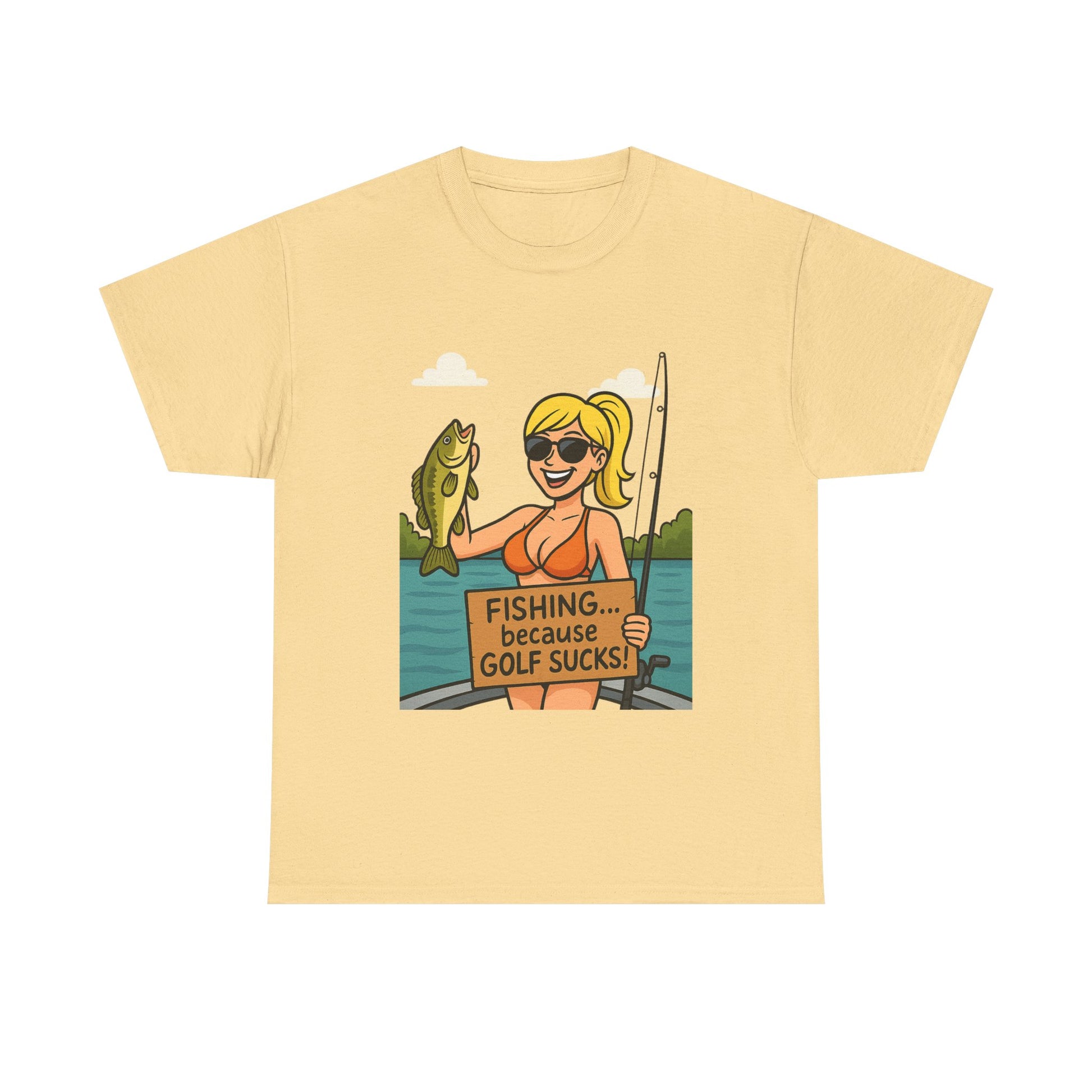 Fishing Humor Tee, Funny Fishing Gift, Unisex Cotton Shirt, Casual Summer Wear, Great for Fishermen and Golfers