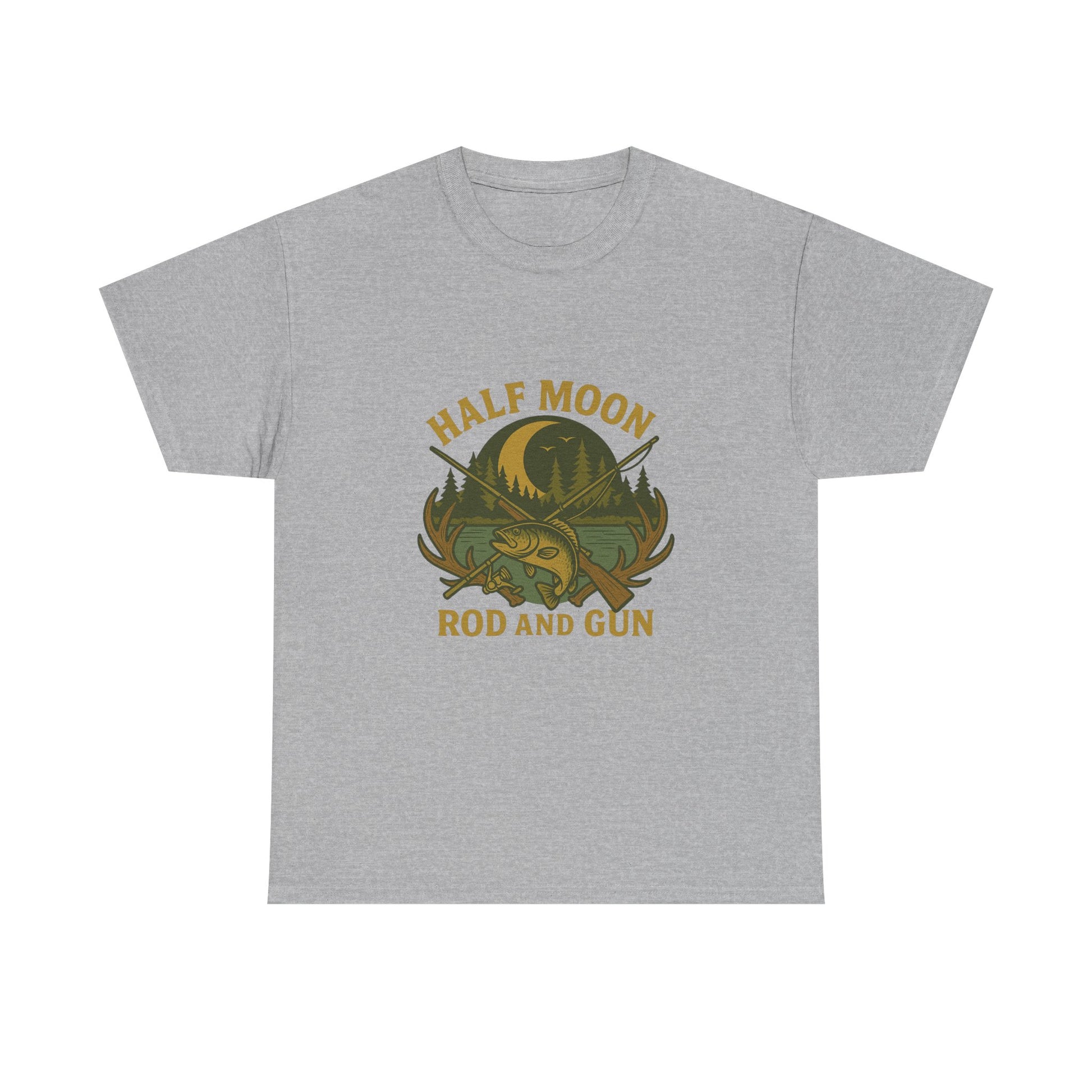 Half Moon Rod and Gun Fishing Tee, Outdoor Adventure T-Shirt, Unisex Gift for Fishermen, Casual Wear, Fishing Trip Shirt