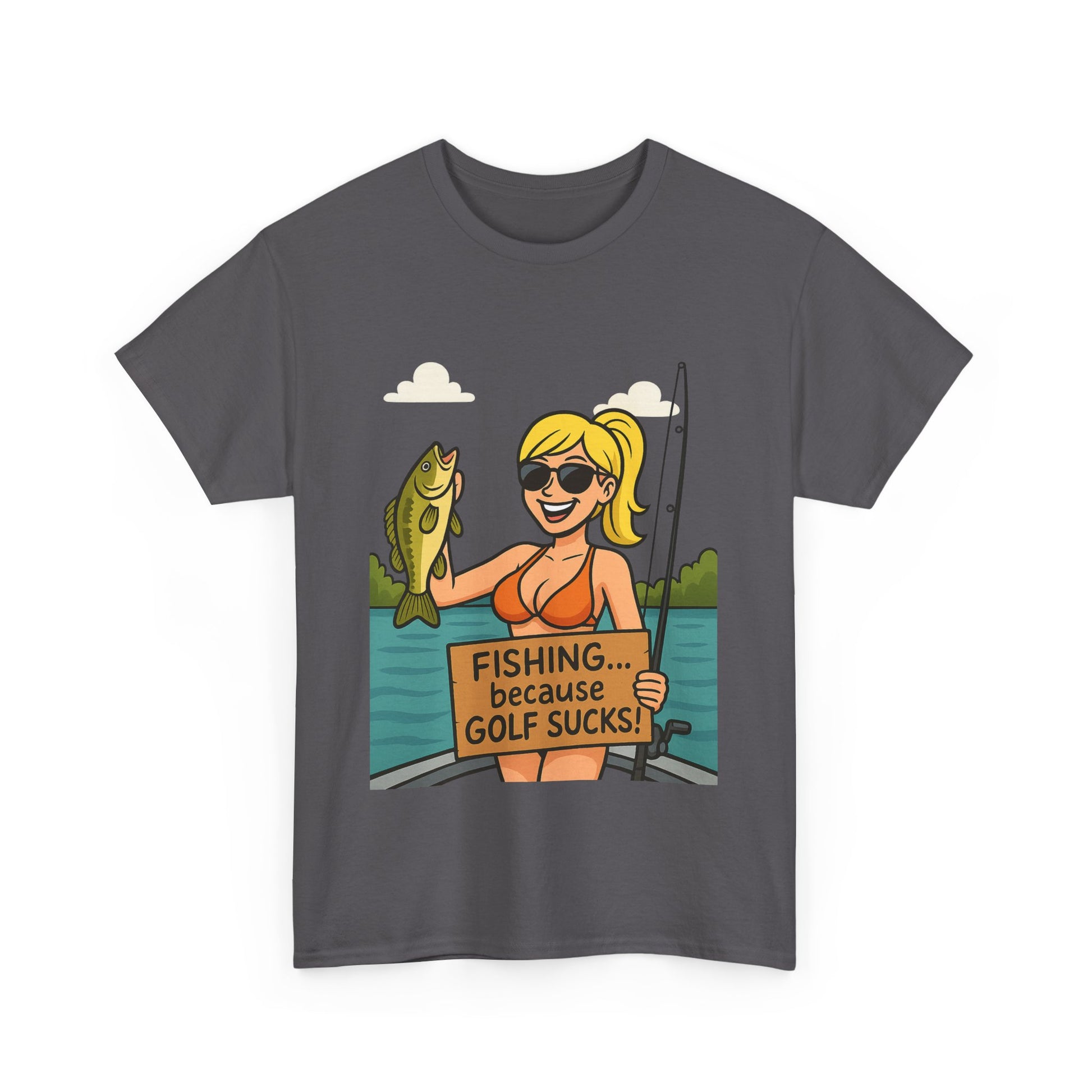 Fishing Humor Tee, Funny Fishing Gift, Unisex Cotton Shirt, Casual Summer Wear, Great for Fishermen and Golfers