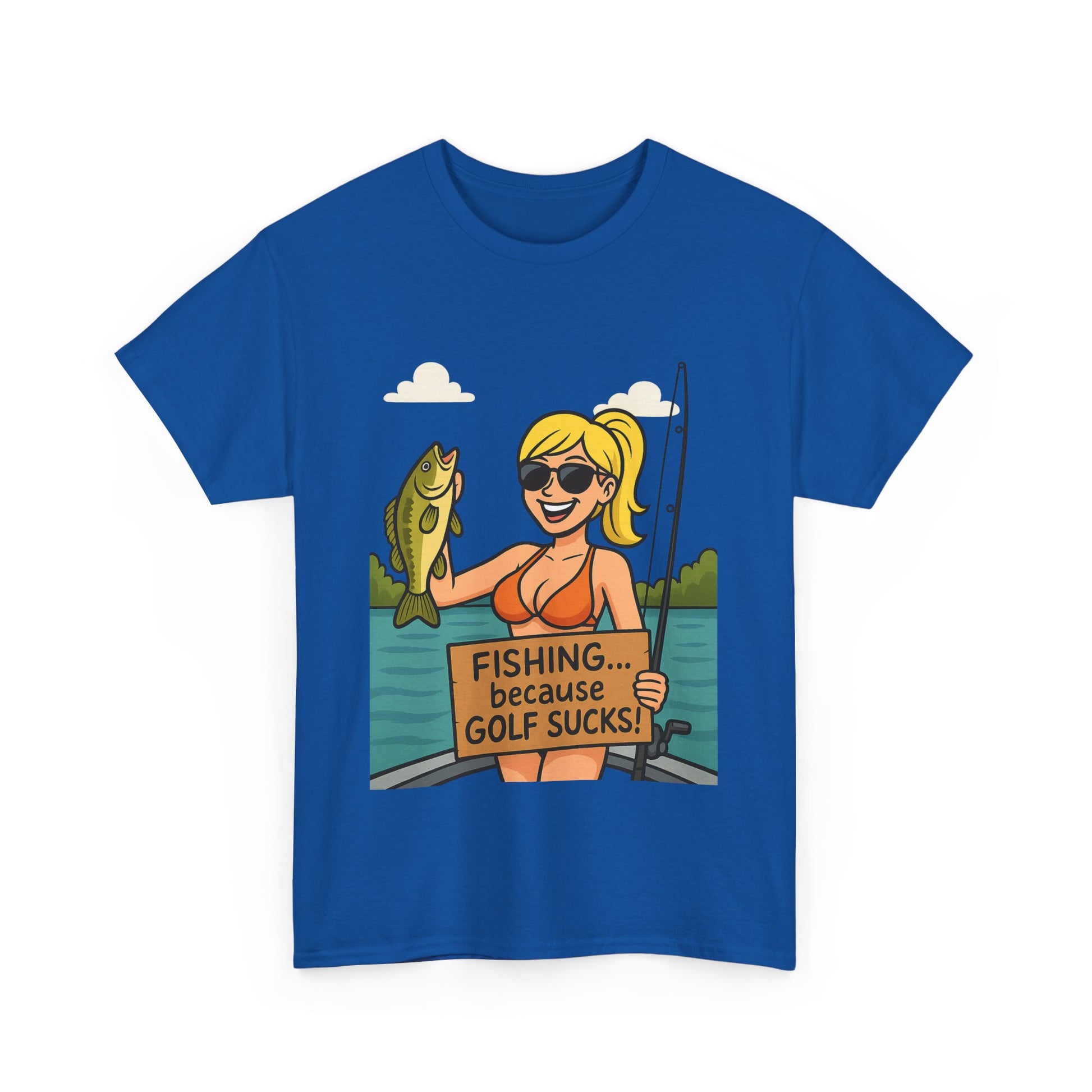 Fishing Humor Tee, Funny Fishing Gift, Unisex Cotton Shirt, Casual Summer Wear, Great for Fishermen and Golfers