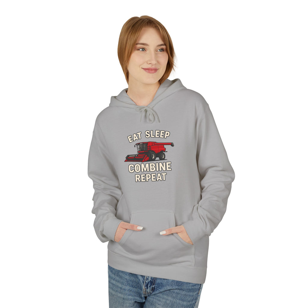 Eat, Sleep, Combine, Repeat Fleece Hoodie | Cozy Unisex Sweatshirt for Fans | Perfect for Relaxing, Gifting, or Everyday Wear
