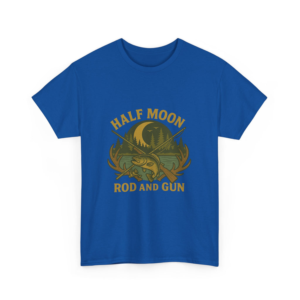 Half Moon Rod and Gun Fishing Tee, Outdoor Adventure T-Shirt, Unisex Gift for Fishermen, Casual Wear, Fishing Trip Shirt