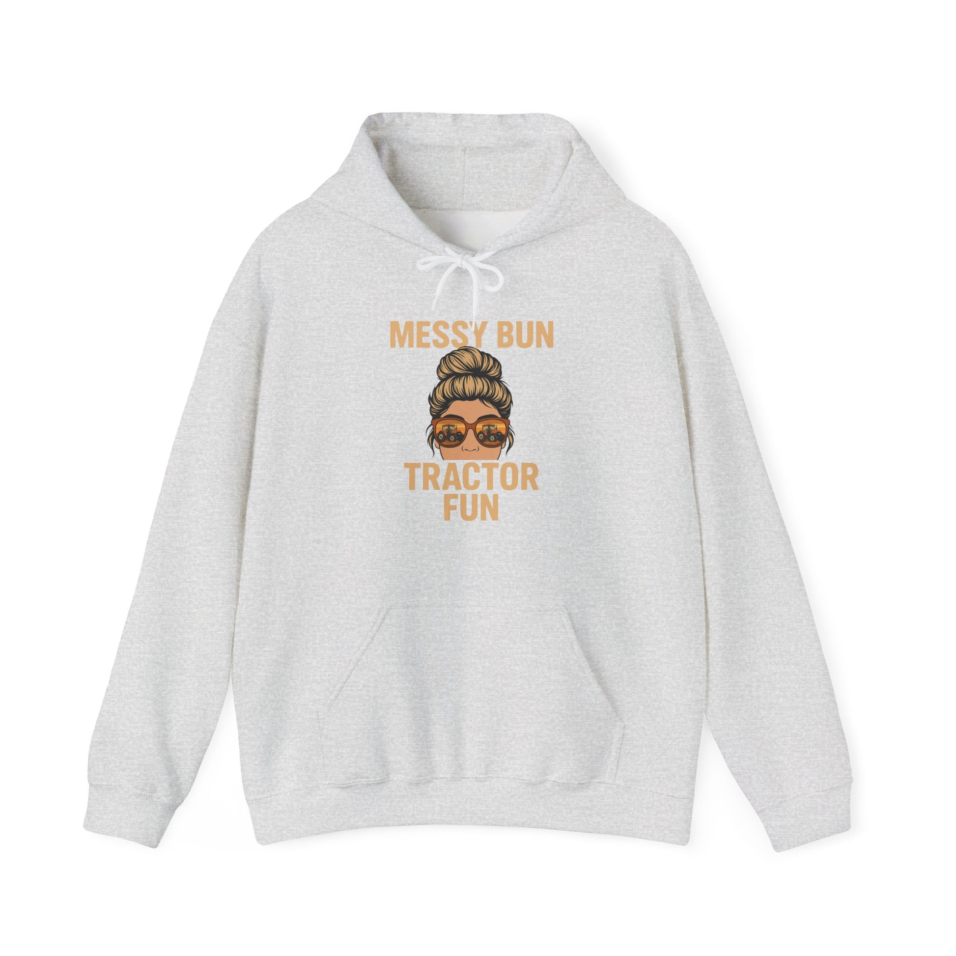 Messy Bun Tractor Fun Hoodie, Cute Farm Sweatshirt, Unisex Casual Wear, Farming Apparel for Women, Cozy Gift Idea, Everyday Comfort