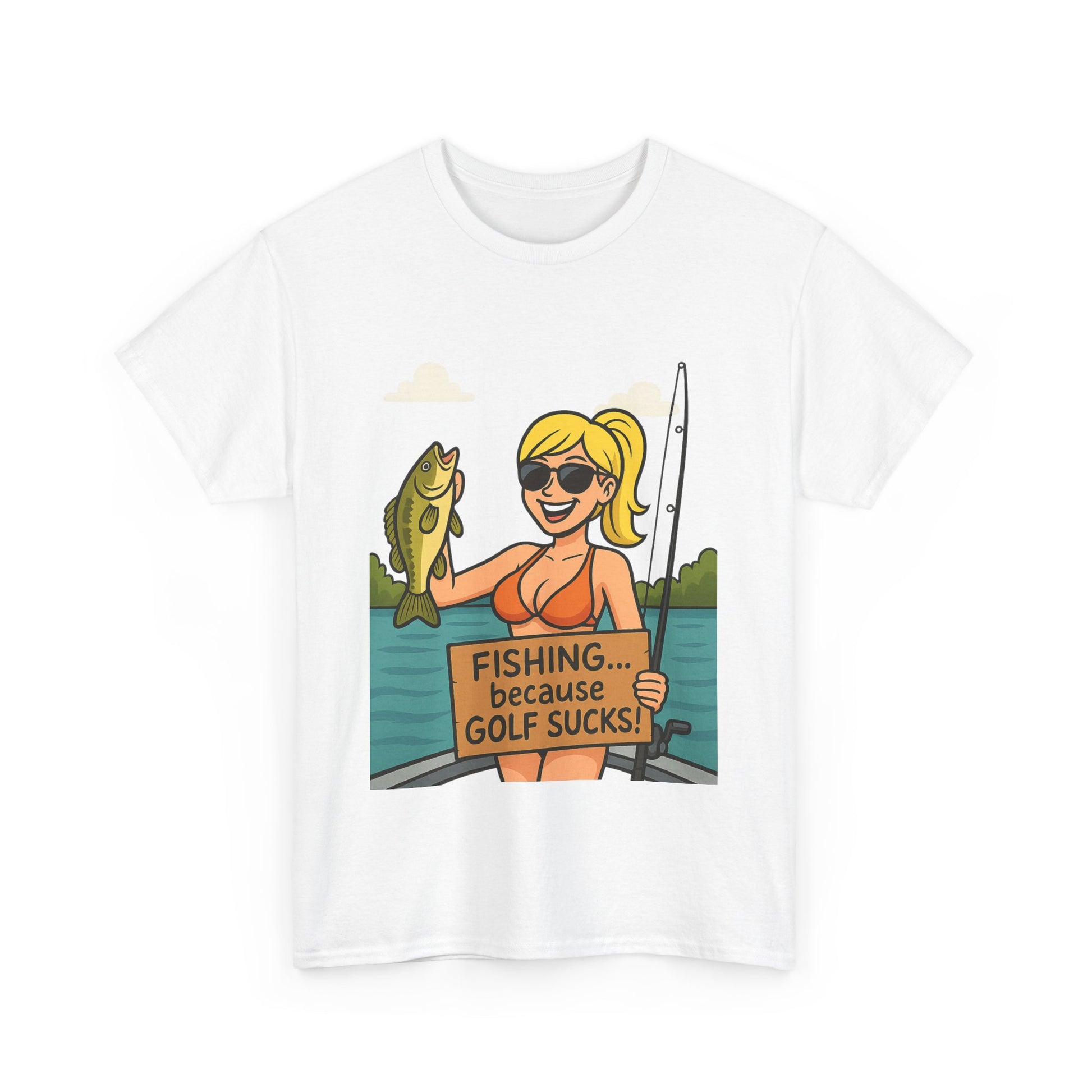 Fishing Humor Tee, Funny Fishing Gift, Unisex Cotton Shirt, Casual Summer Wear, Great for Fishermen and Golfers