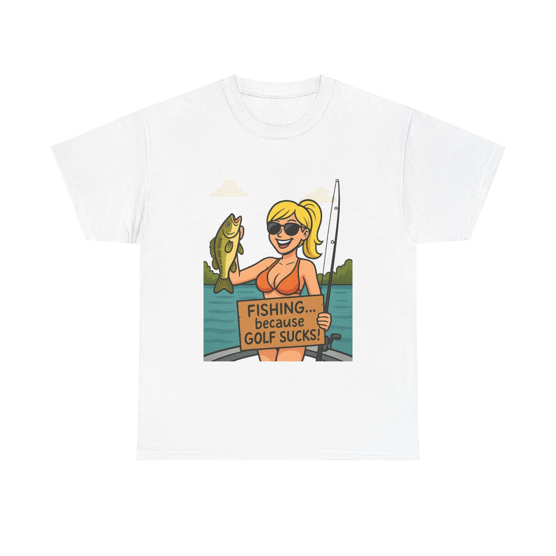 Fishing Humor Tee, Funny Fishing Gift, Unisex Cotton Shirt, Casual Summer Wear, Great for Fishermen and Golfers