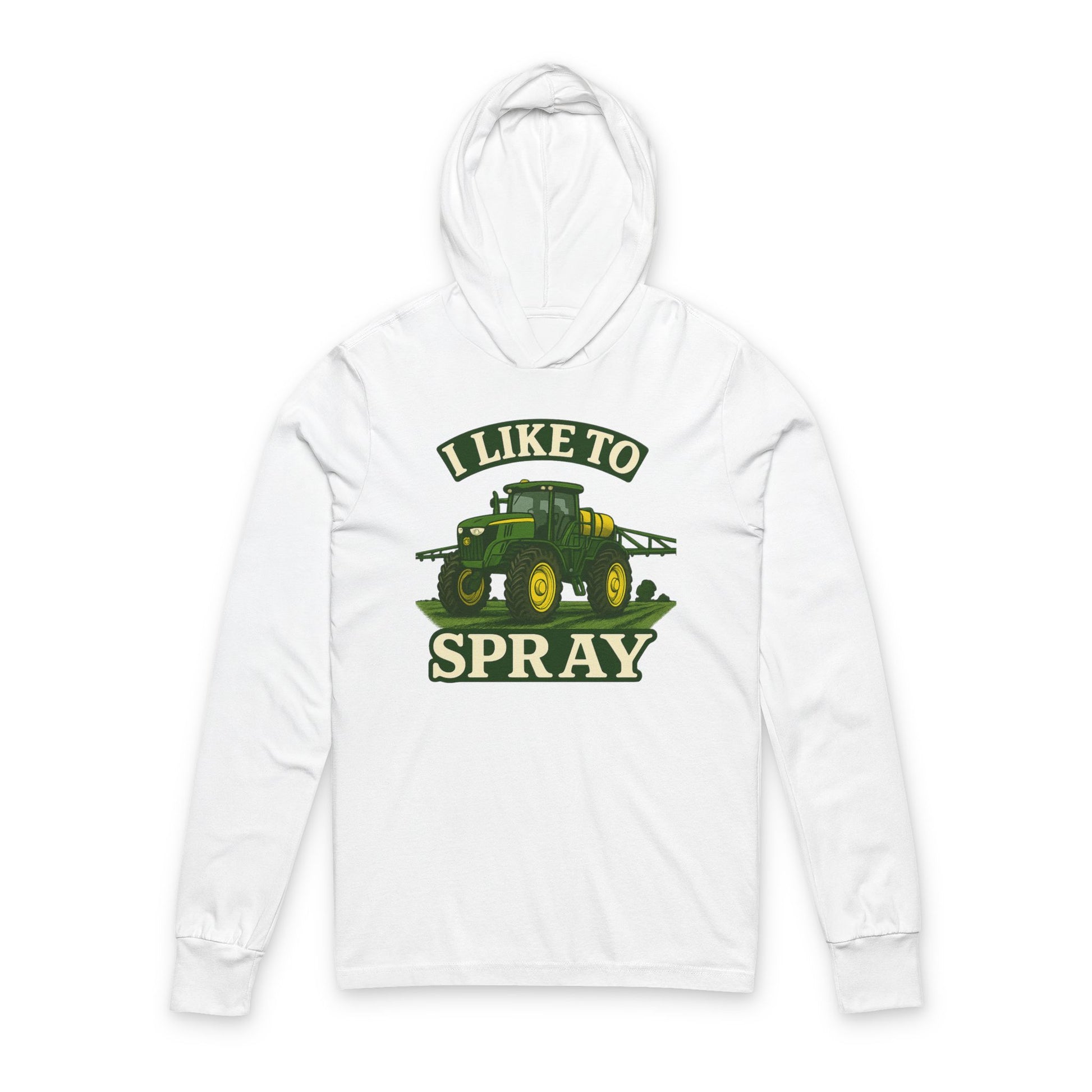 John Deere Spraying Hoodie, Unisex Hooded Long Sleeve Tee, Farm Life Apparel, Agriculture Style, Perfect Gift for Farmers