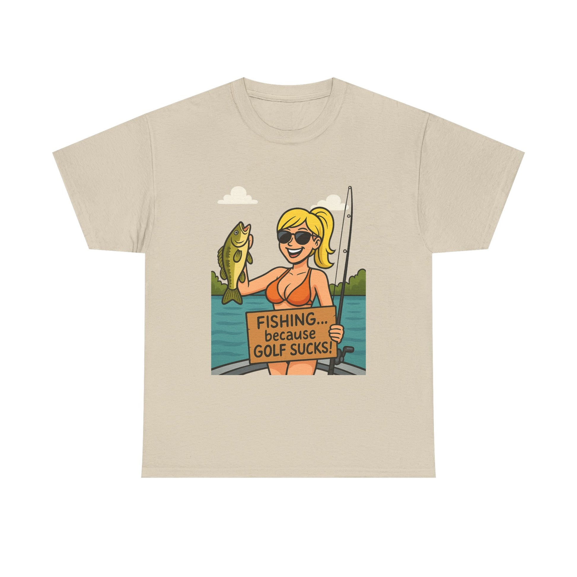 Fishing Humor Tee, Funny Fishing Gift, Unisex Cotton Shirt, Casual Summer Wear, Great for Fishermen and Golfers