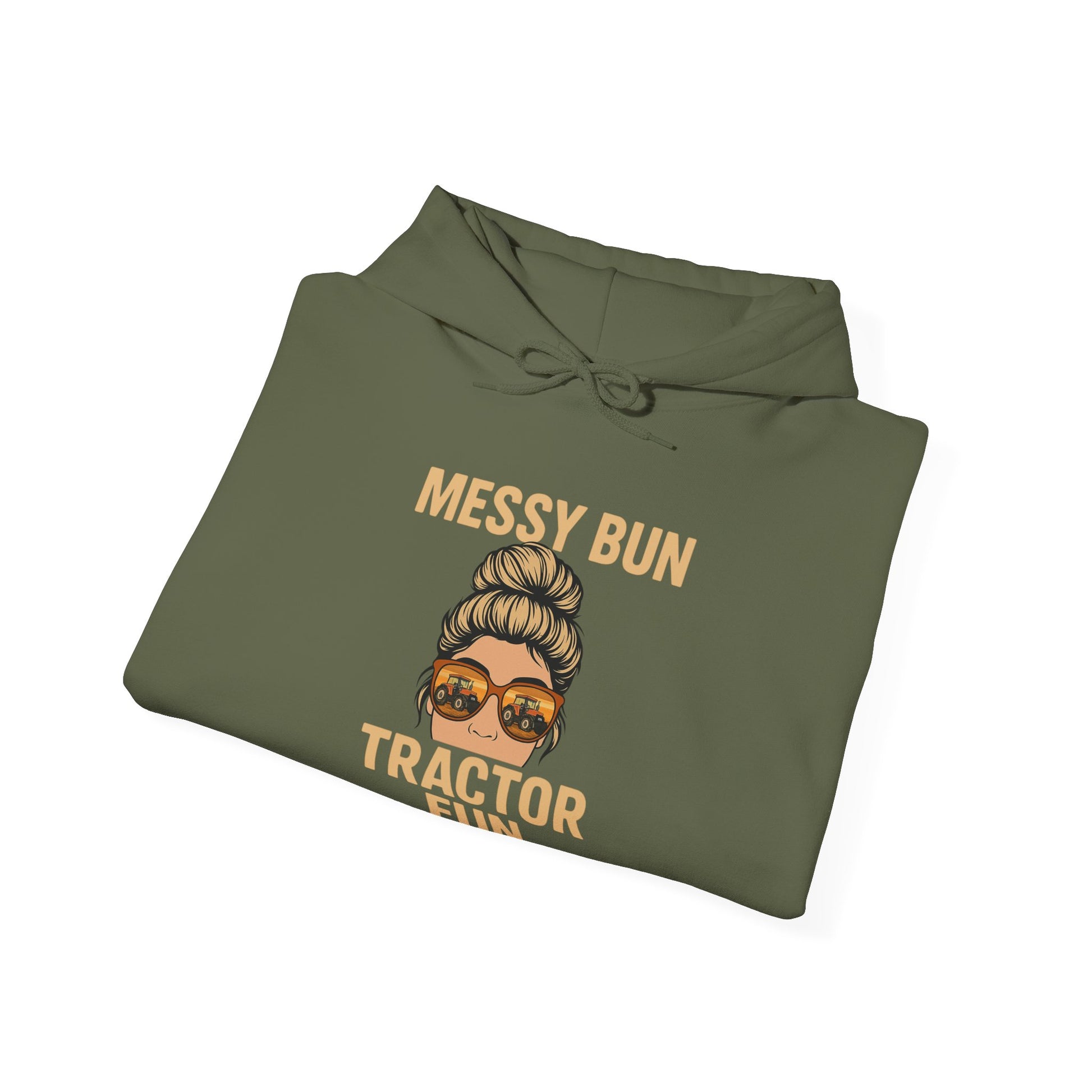 Messy Bun Tractor Fun Hoodie, Cute Farm Sweatshirt, Unisex Casual Wear, Farming Apparel for Women, Cozy Gift Idea, Everyday Comfort