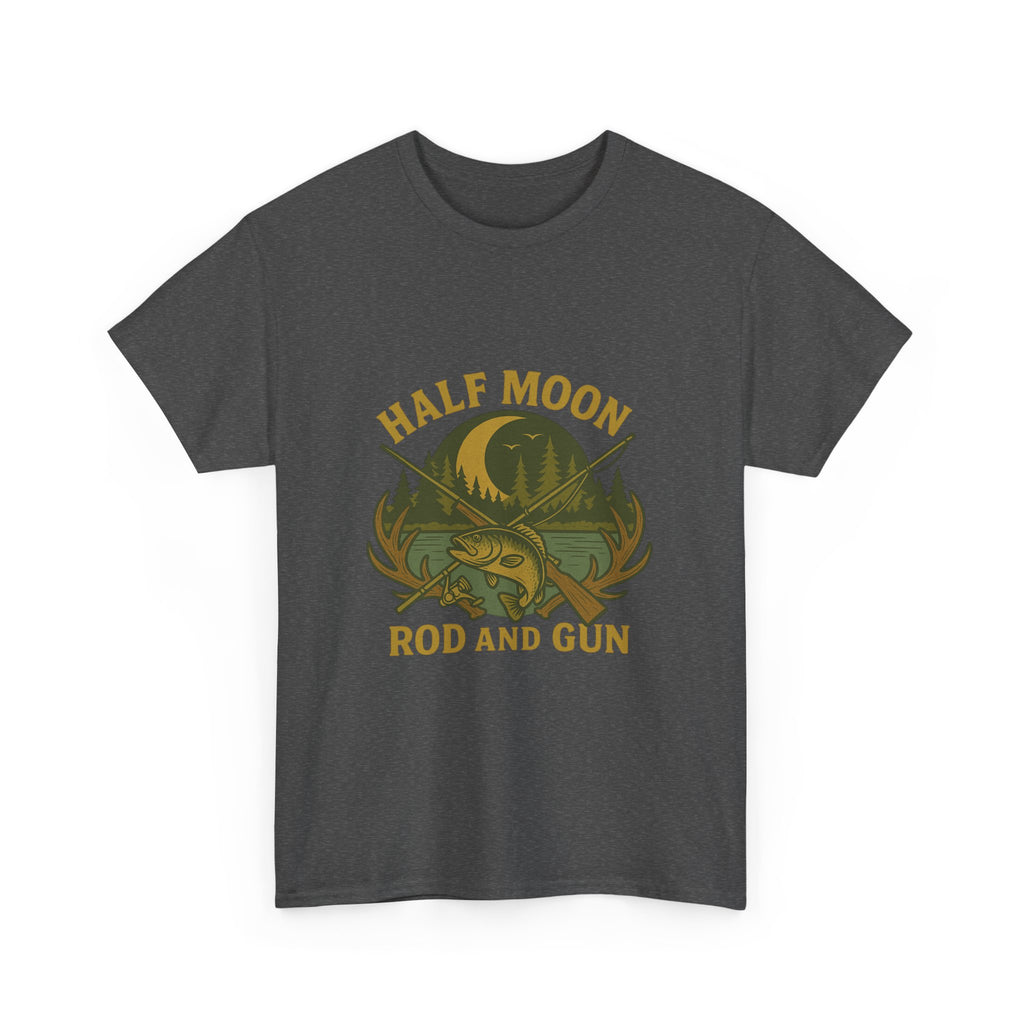 Half Moon Rod and Gun Fishing Tee, Outdoor Adventure T-Shirt, Unisex Gift for Fishermen, Casual Wear, Fishing Trip Shirt