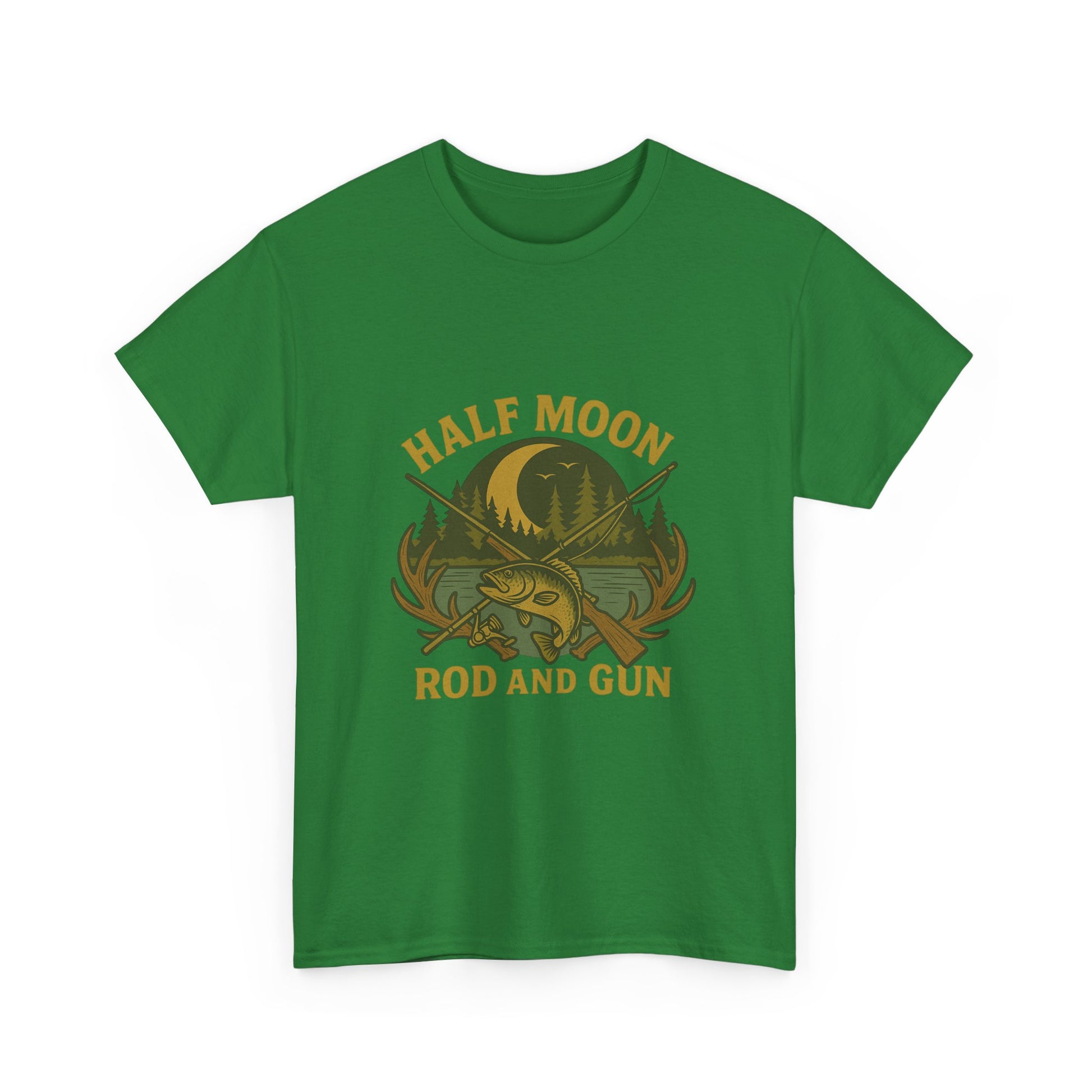 Half Moon Rod and Gun Fishing Tee, Outdoor Adventure T-Shirt, Unisex Gift for Fishermen, Casual Wear, Fishing Trip Shirt