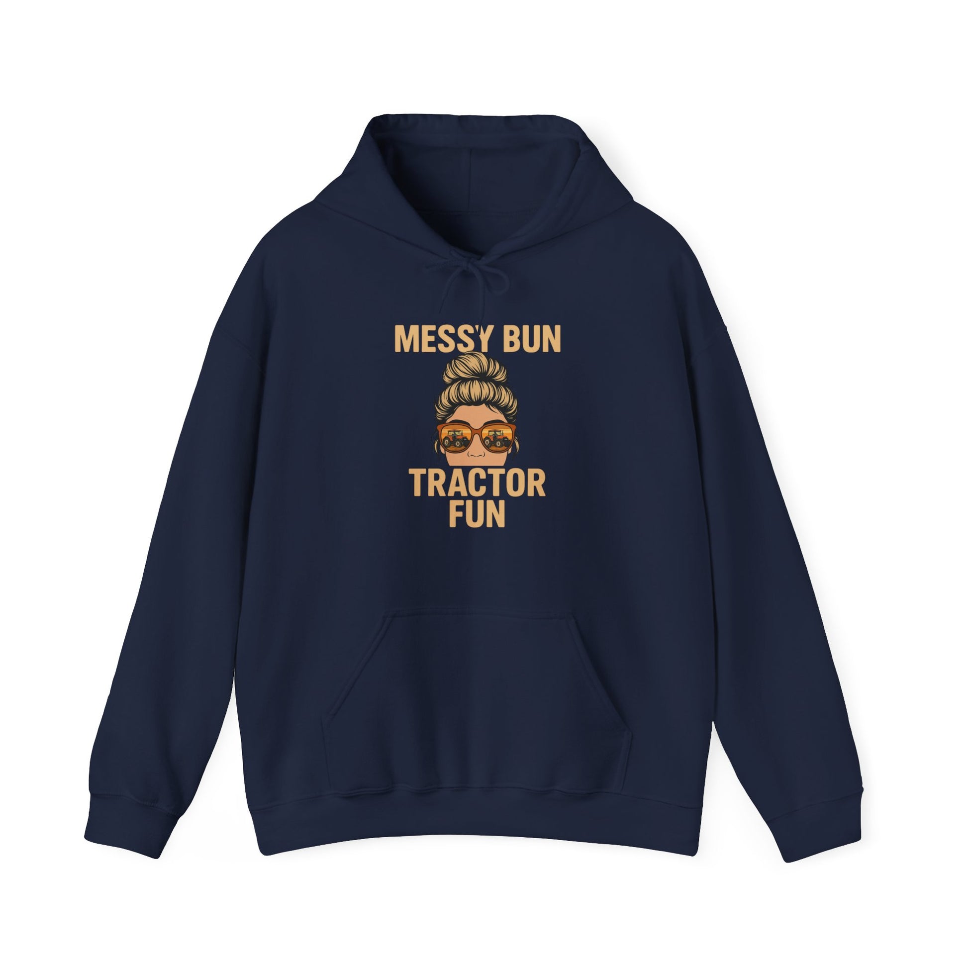 Messy Bun Tractor Fun Hoodie, Cute Farm Sweatshirt, Unisex Casual Wear, Farming Apparel for Women, Cozy Gift Idea, Everyday Comfort