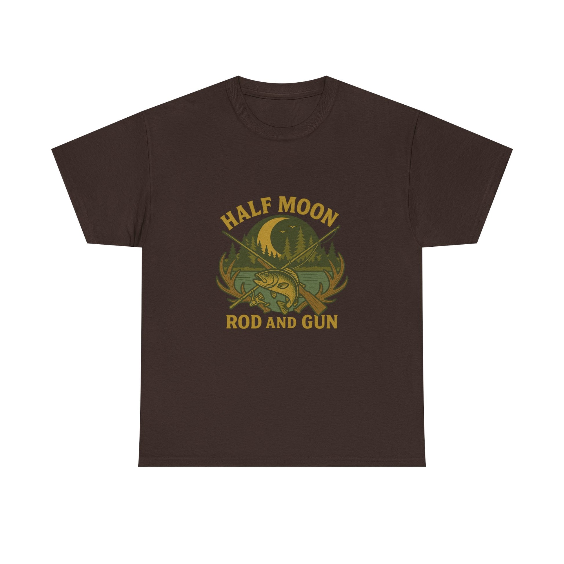 Half Moon Rod and Gun Fishing Tee, Outdoor Adventure T-Shirt, Unisex Gift for Fishermen, Casual Wear, Fishing Trip Shirt