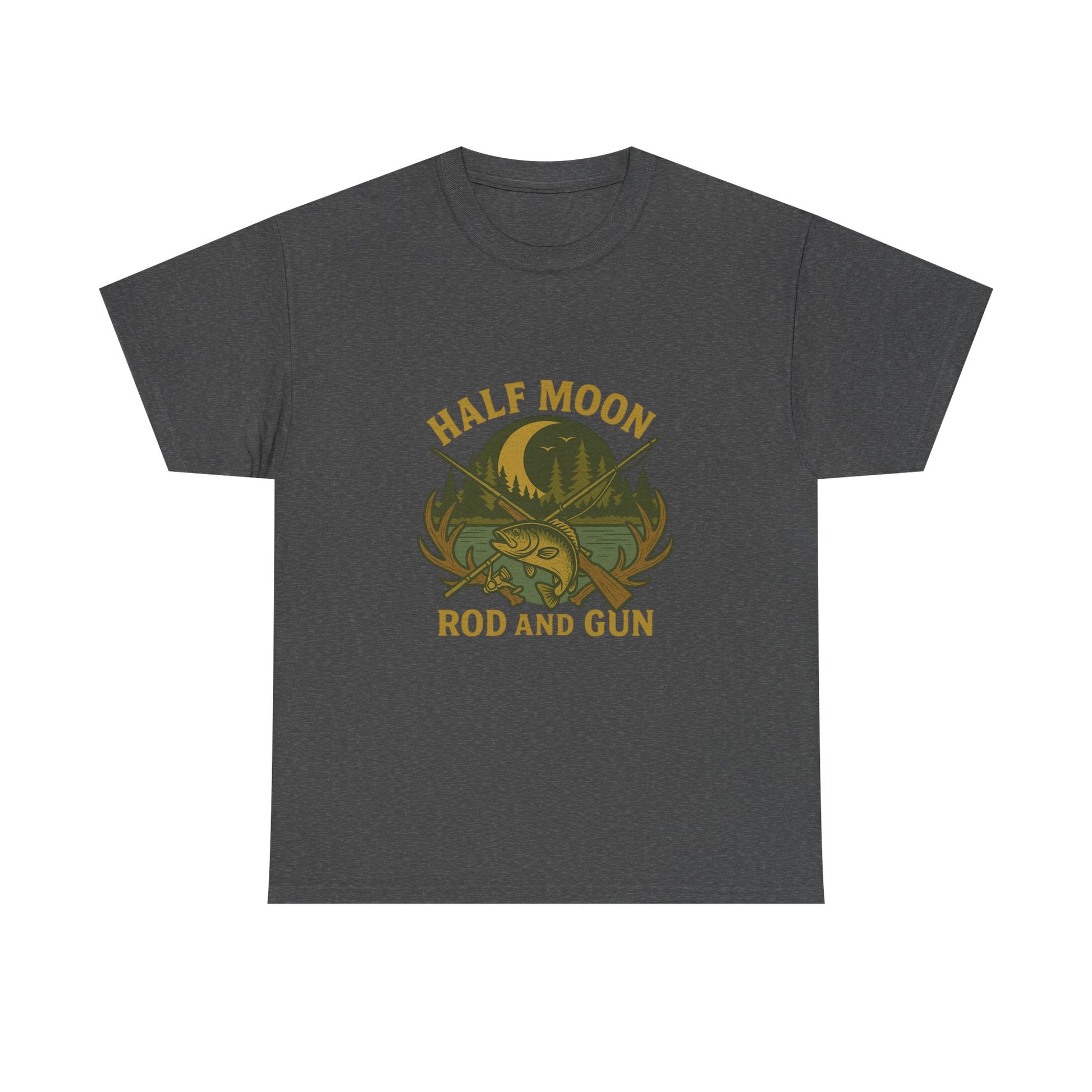 Half Moon Rod and Gun Fishing Tee, Outdoor Adventure T-Shirt, Unisex Gift for Fishermen, Casual Wear, Fishing Trip Shirt