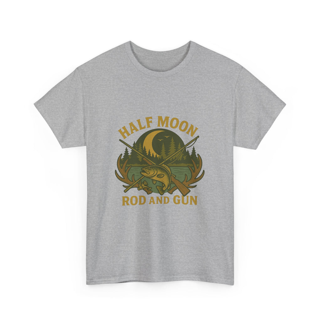 Half Moon Rod and Gun Fishing Tee, Outdoor Adventure T-Shirt, Unisex Gift for Fishermen, Casual Wear, Fishing Trip Shirt