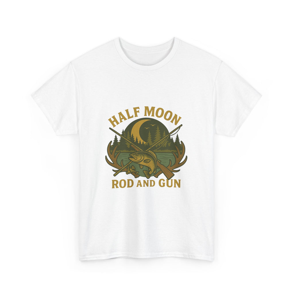 Half Moon Rod and Gun Fishing Tee, Outdoor Adventure T-Shirt, Unisex Gift for Fishermen, Casual Wear, Fishing Trip Shirt
