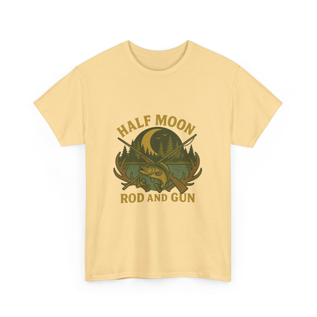 Half Moon Rod and Gun Fishing Tee, Outdoor Adventure T-Shirt, Unisex Gift for Fishermen, Casual Wear, Fishing Trip Shirt