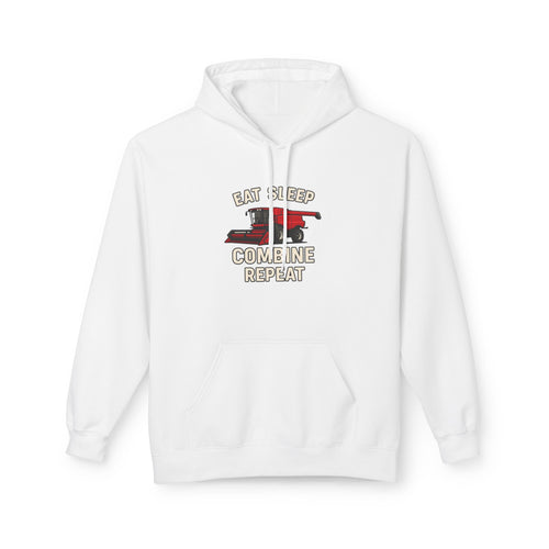 Eat, Sleep, Combine, Repeat Fleece Hoodie | Cozy Unisex Sweatshirt for Fans | Perfect for Relaxing, Gifting, or Everyday Wear