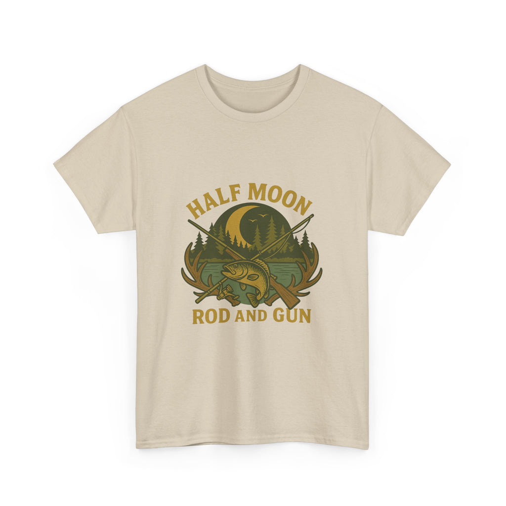 Half Moon Rod and Gun Fishing Tee, Outdoor Adventure T-Shirt, Unisex Gift for Fishermen, Casual Wear, Fishing Trip Shirt