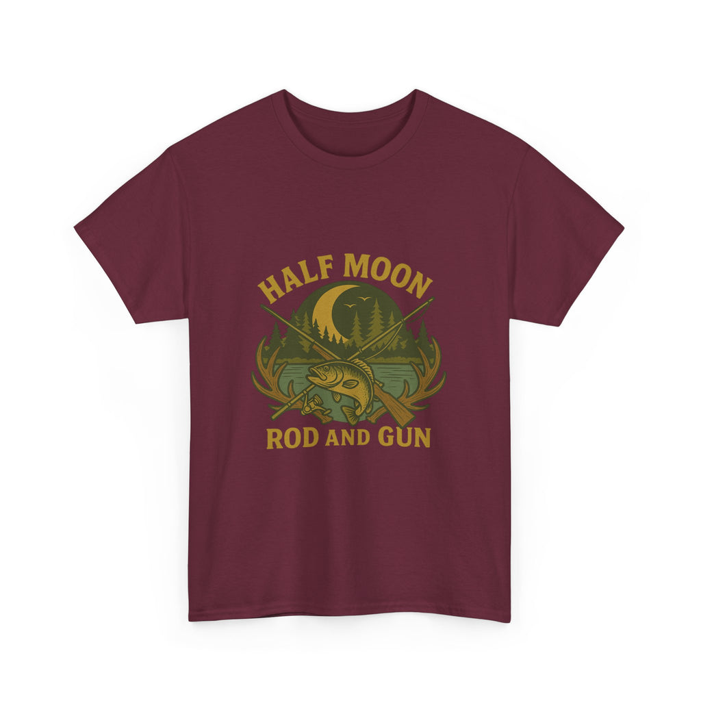 Half Moon Rod and Gun Fishing Tee, Outdoor Adventure T-Shirt, Unisex Gift for Fishermen, Casual Wear, Fishing Trip Shirt