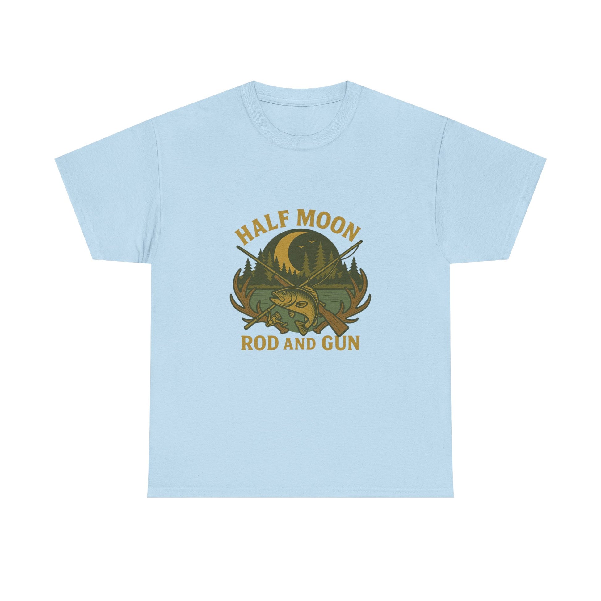 Half Moon Rod and Gun Fishing Tee, Outdoor Adventure T-Shirt, Unisex Gift for Fishermen, Casual Wear, Fishing Trip Shirt