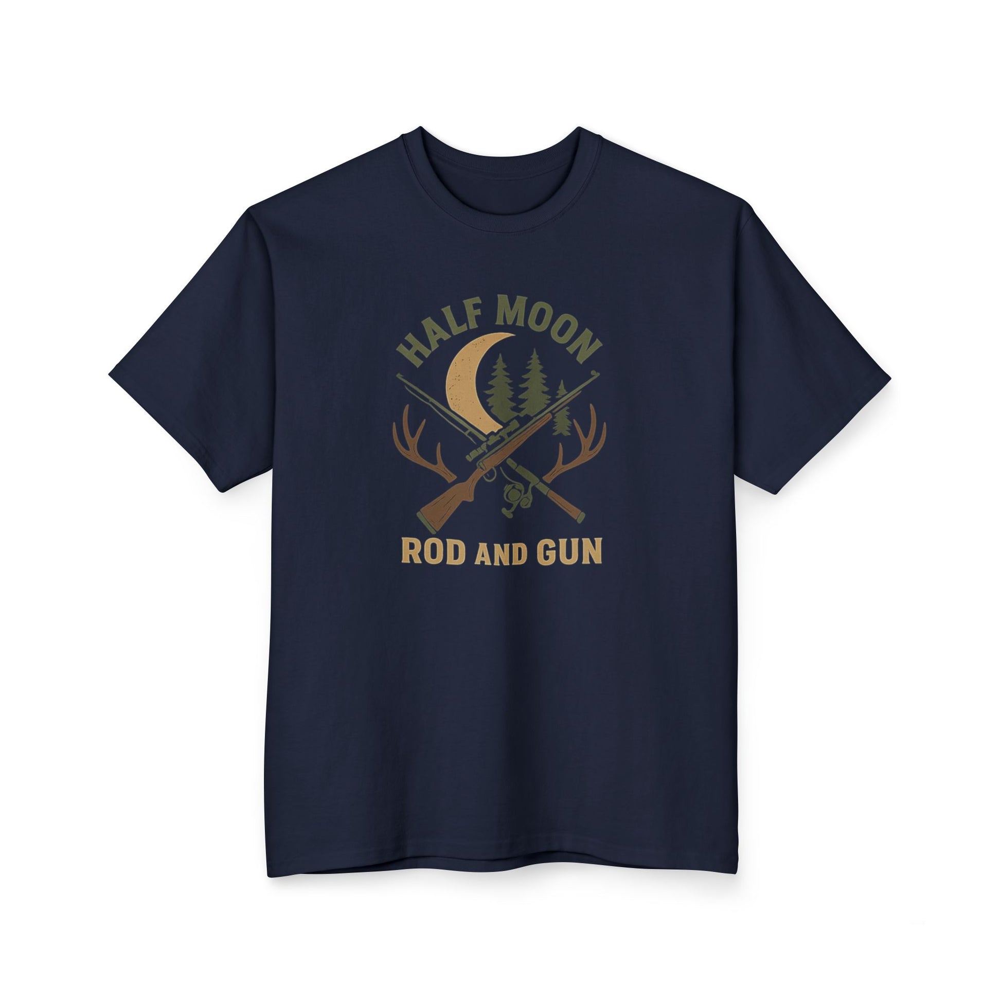 Half Moon Rod and Gun T-Shirt | Outdoor Adventure Tee, Hunting Shirt, Gift for Him, Casual Wear, Nature Lover Apparel