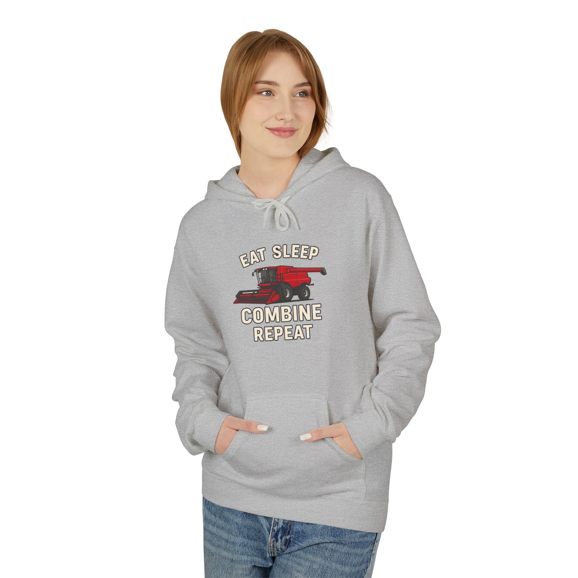 Eat, Sleep, Combine, Repeat Fleece Hoodie | Cozy Unisex Sweatshirt for Fans | Perfect for Relaxing, Gifting, or Everyday Wear