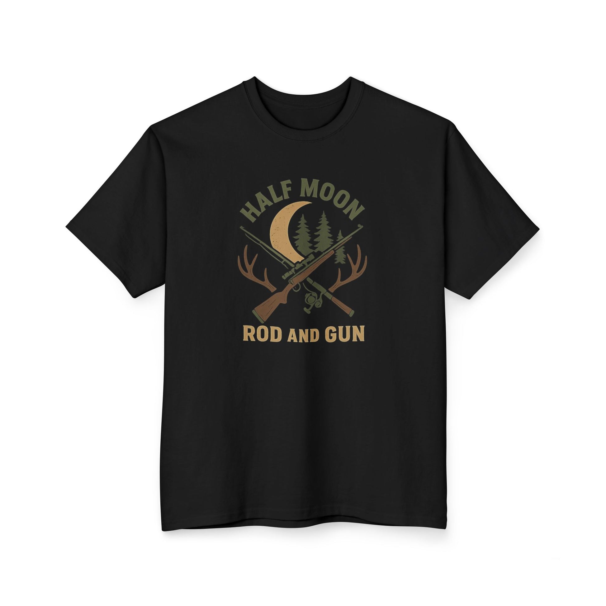 Half Moon Rod and Gun T-Shirt | Outdoor Adventure Tee, Hunting Shirt, Gift for Him, Casual Wear, Nature Lover Apparel