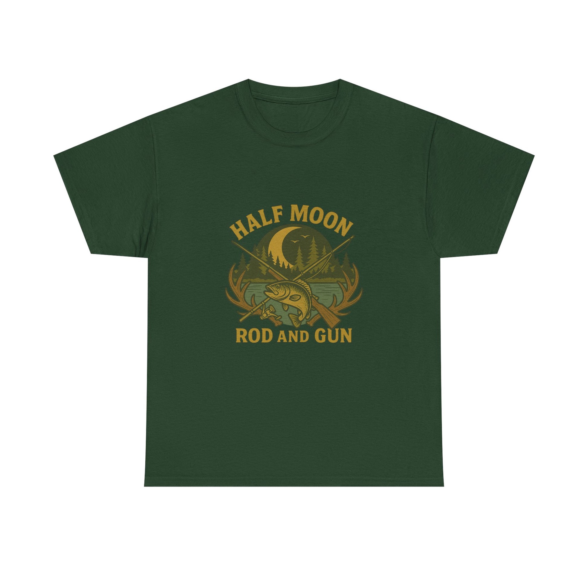 Half Moon Rod and Gun Fishing Tee, Outdoor Adventure T-Shirt, Unisex Gift for Fishermen, Casual Wear, Fishing Trip Shirt