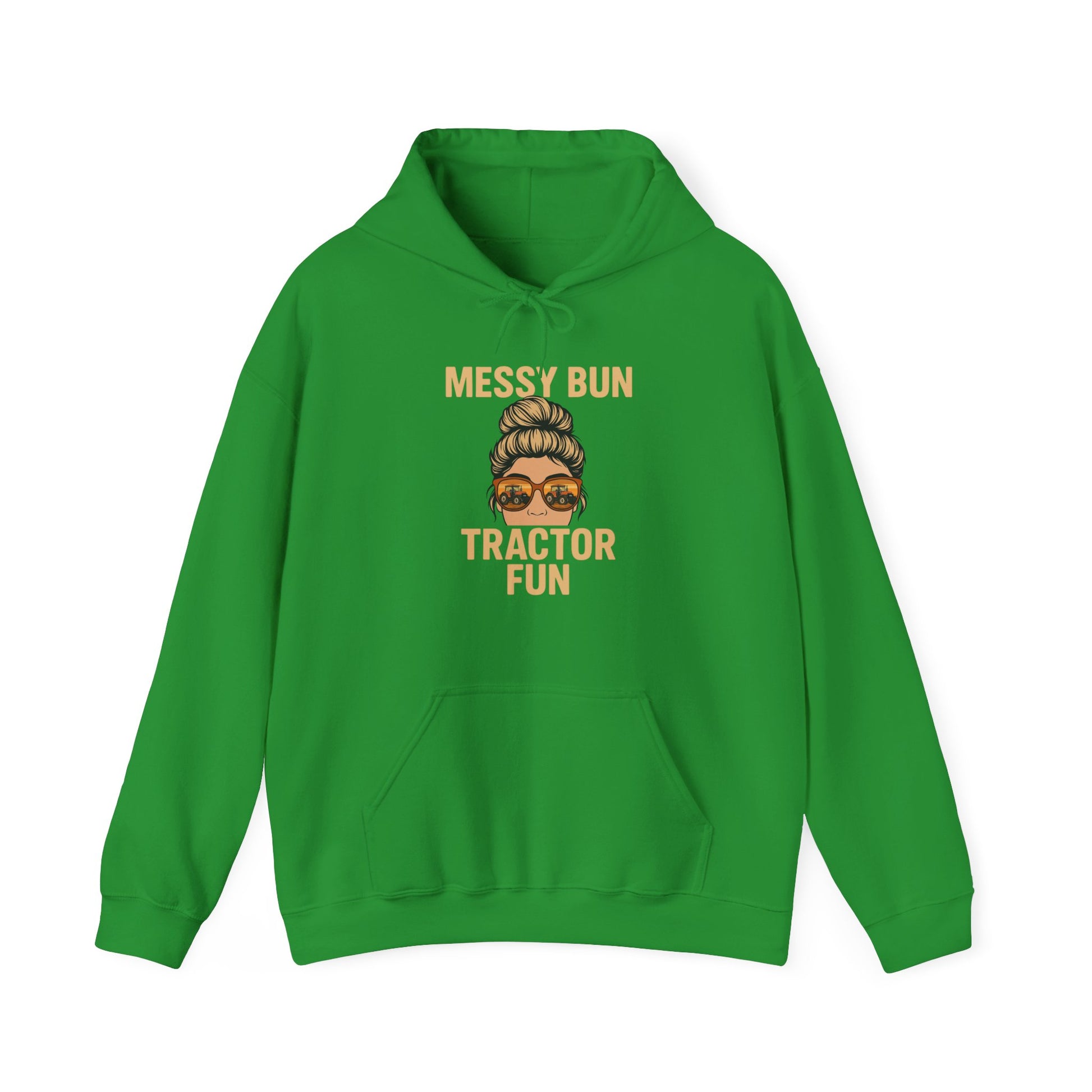Messy Bun Tractor Fun Hoodie, Cute Farm Sweatshirt, Unisex Casual Wear, Farming Apparel for Women, Cozy Gift Idea, Everyday Comfort
