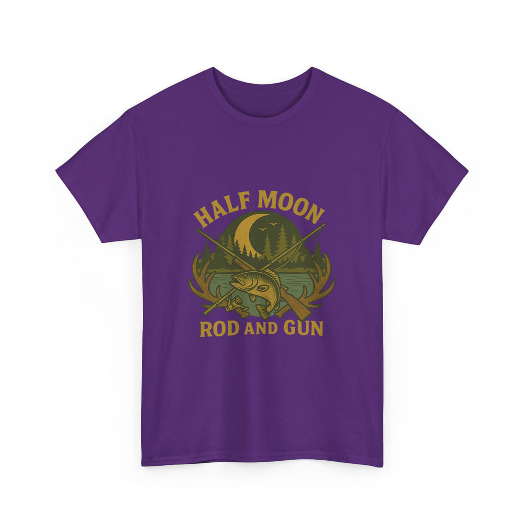 Half Moon Rod and Gun Fishing Tee, Outdoor Adventure T-Shirt, Unisex Gift for Fishermen, Casual Wear, Fishing Trip Shirt