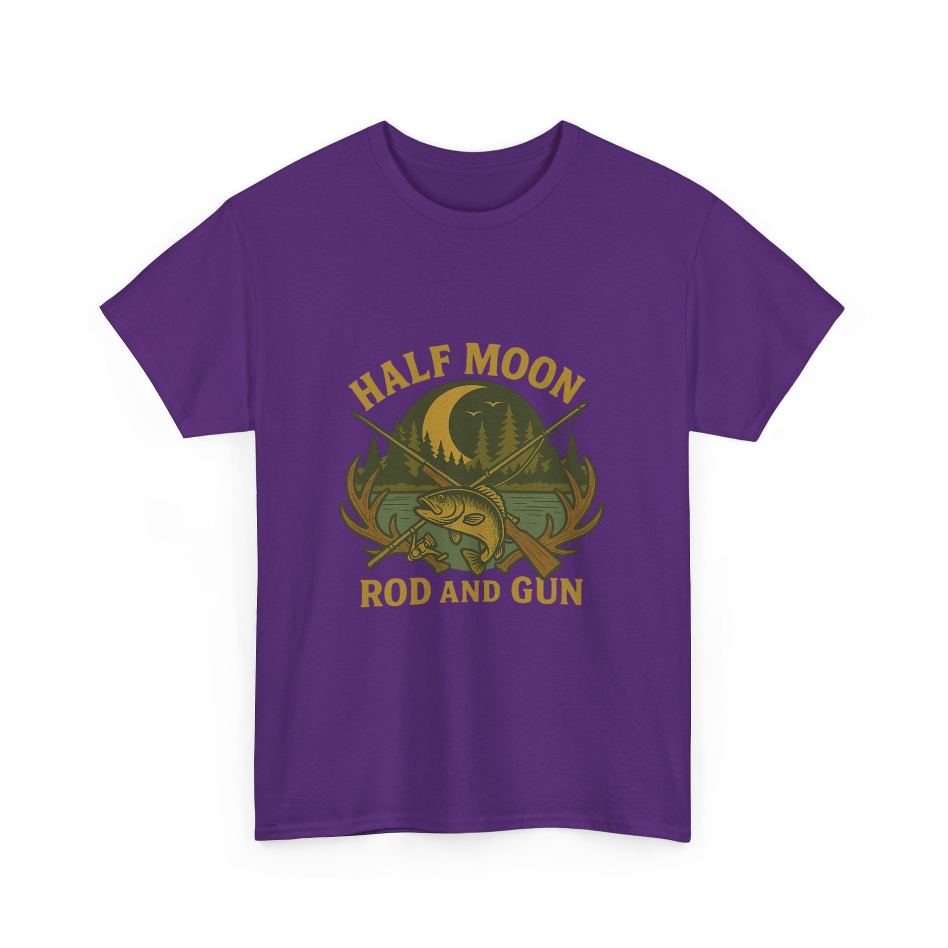 Half Moon Rod and Gun Fishing Tee, Outdoor Adventure T-Shirt, Unisex Gift for Fishermen, Casual Wear, Fishing Trip Shirt