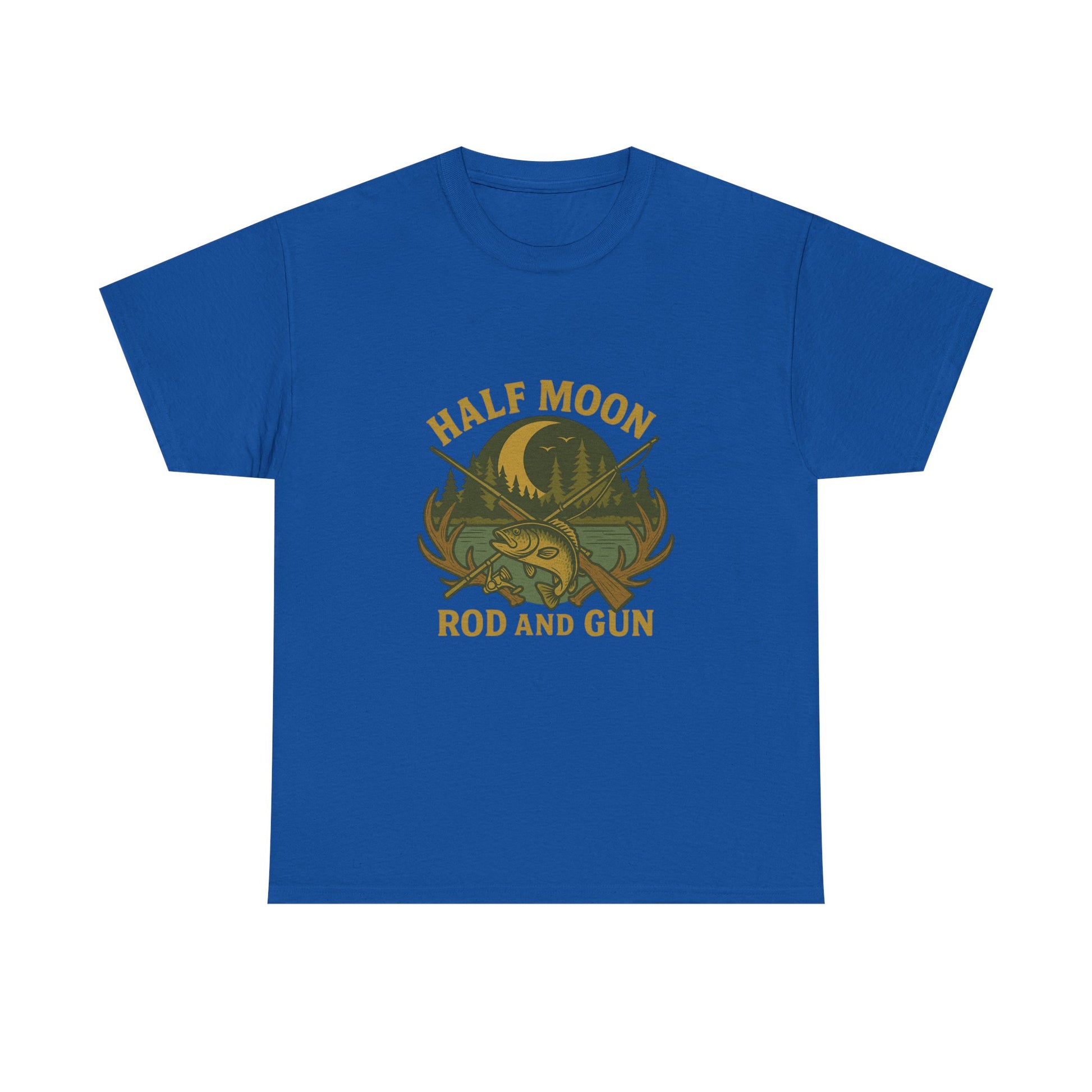 Half Moon Rod and Gun Fishing Tee, Outdoor Adventure T-Shirt, Unisex Gift for Fishermen, Casual Wear, Fishing Trip Shirt