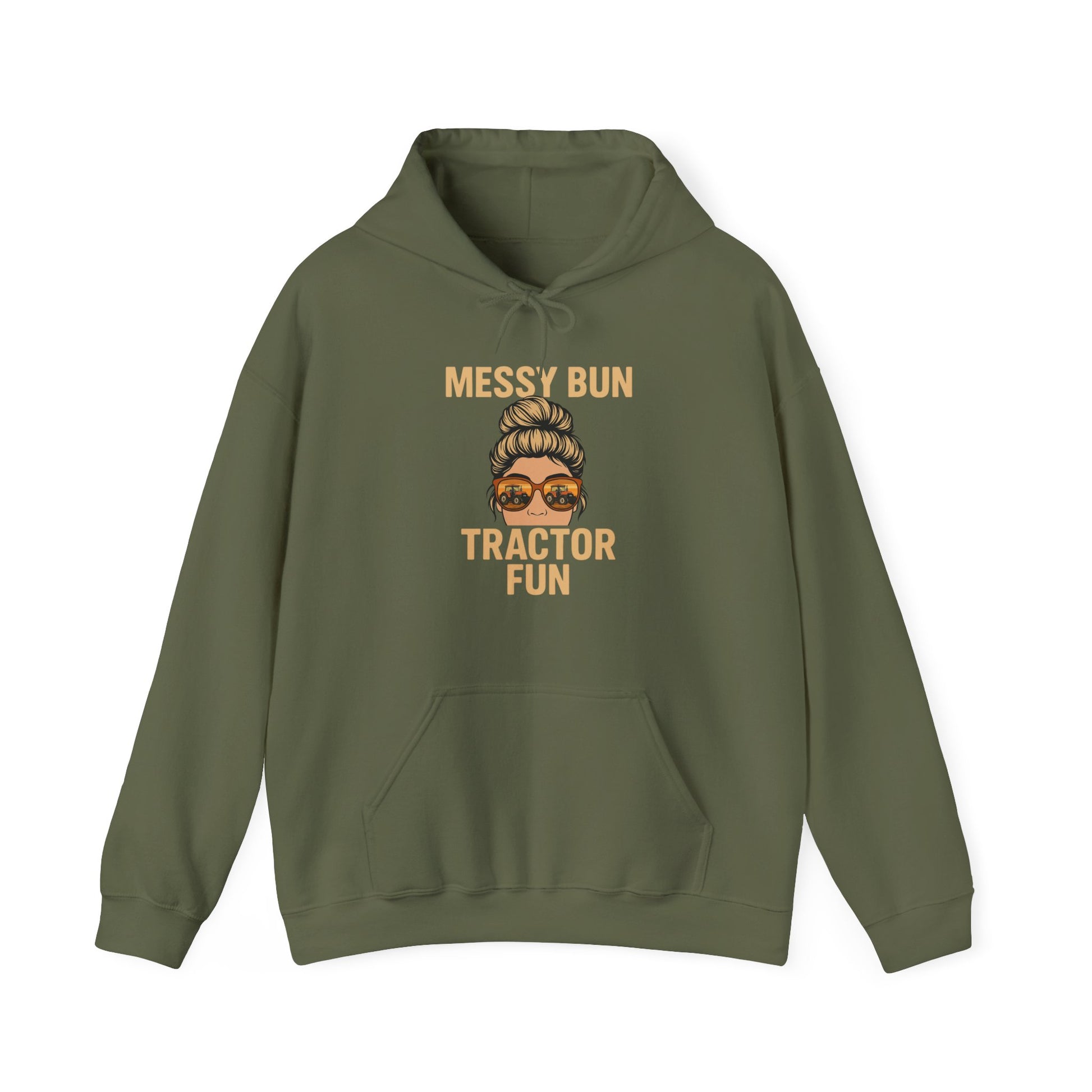 Messy Bun Tractor Fun Hoodie, Cute Farm Sweatshirt, Unisex Casual Wear, Farming Apparel for Women, Cozy Gift Idea, Everyday Comfort