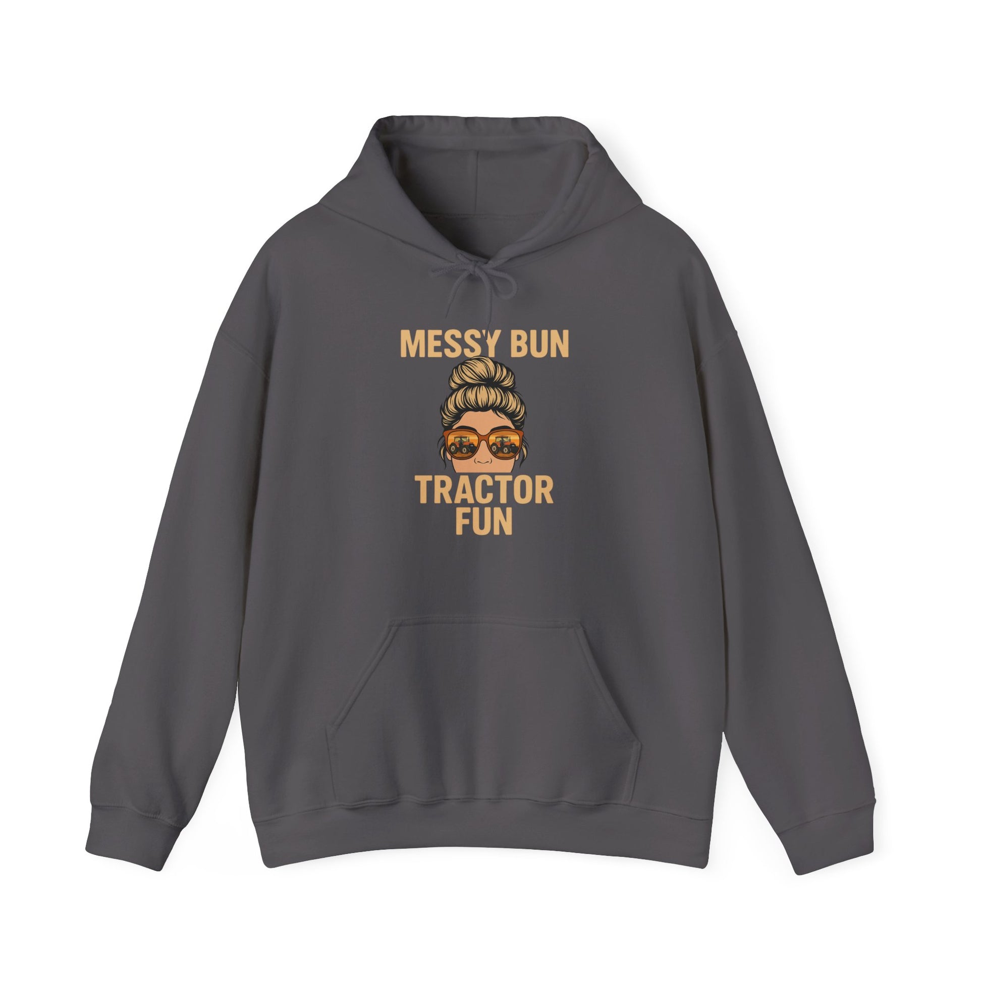 Messy Bun Tractor Fun Hoodie, Cute Farm Sweatshirt, Unisex Casual Wear, Farming Apparel for Women, Cozy Gift Idea, Everyday Comfort