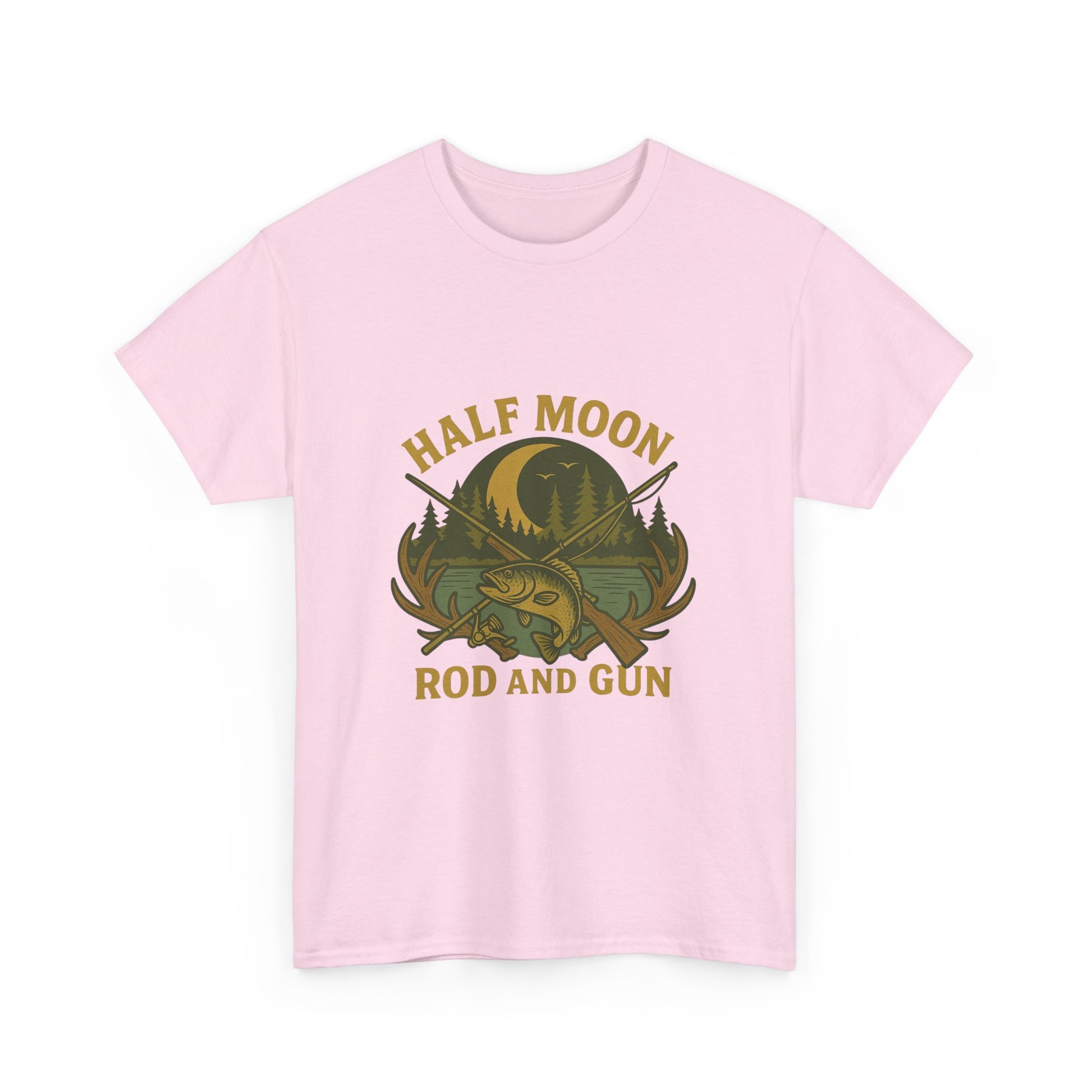 Half Moon Rod and Gun Fishing Tee, Outdoor Adventure T-Shirt, Unisex Gift for Fishermen, Casual Wear, Fishing Trip Shirt