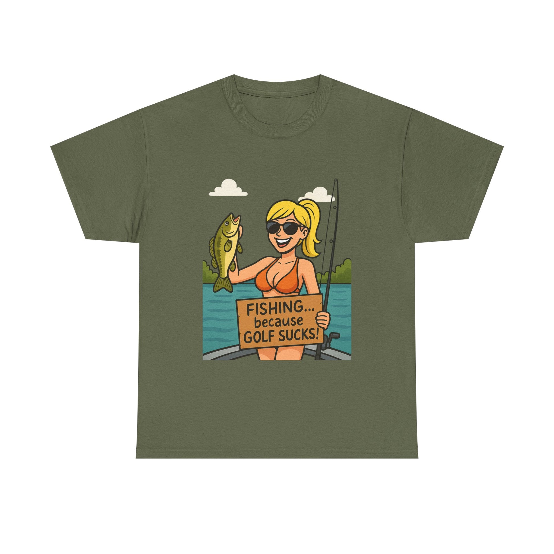 Fishing Humor Tee, Funny Fishing Gift, Unisex Cotton Shirt, Casual Summer Wear, Great for Fishermen and Golfers