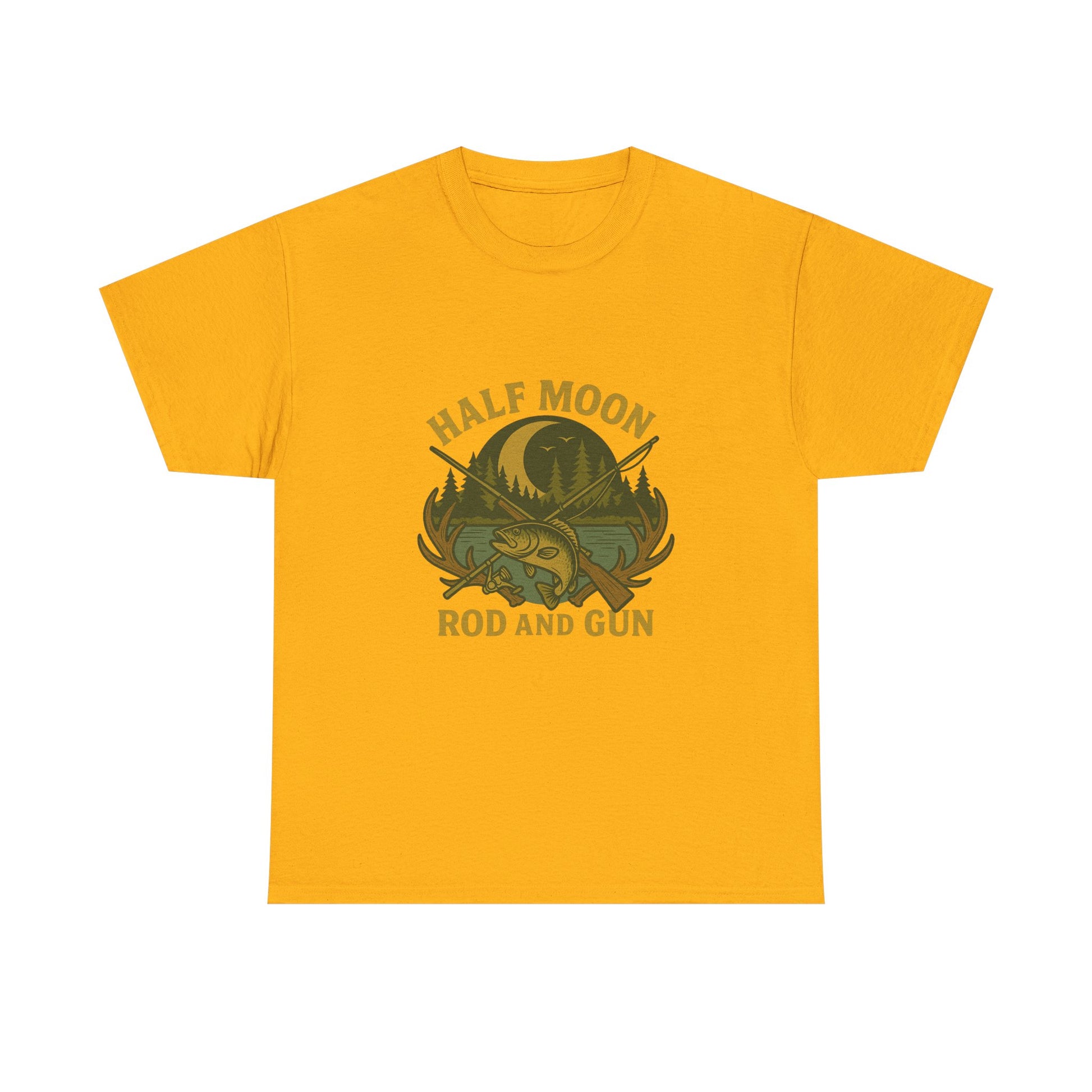 Half Moon Rod and Gun Fishing Tee, Outdoor Adventure T-Shirt, Unisex Gift for Fishermen, Casual Wear, Fishing Trip Shirt